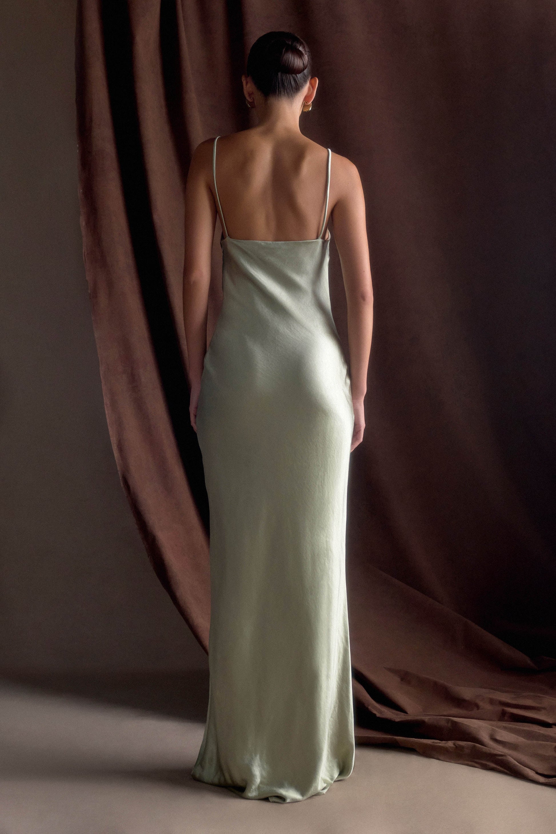 Lilly Sweetheart Satin Maxi Dress - Sage #2