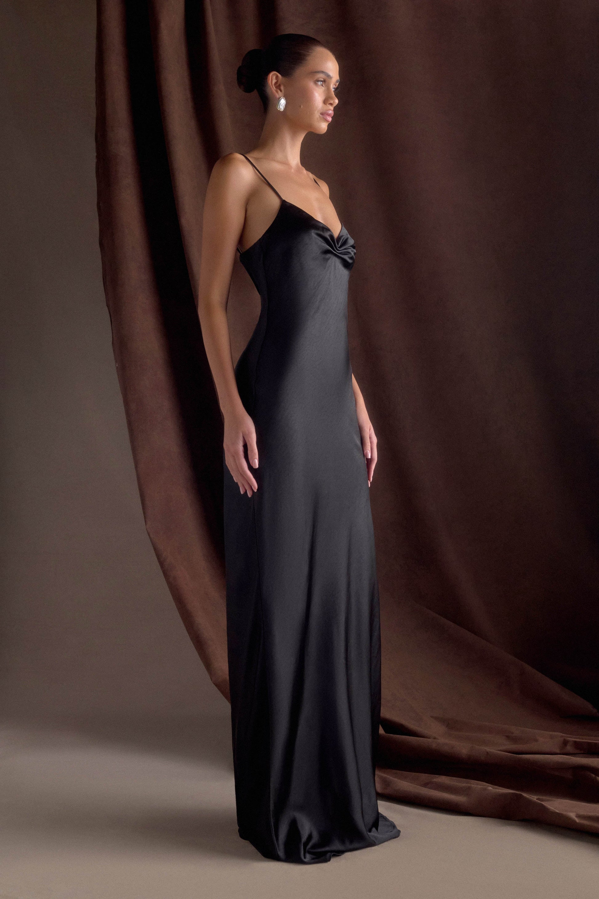 Lilly Sweetheart Satin Maxi Dress - Black #9