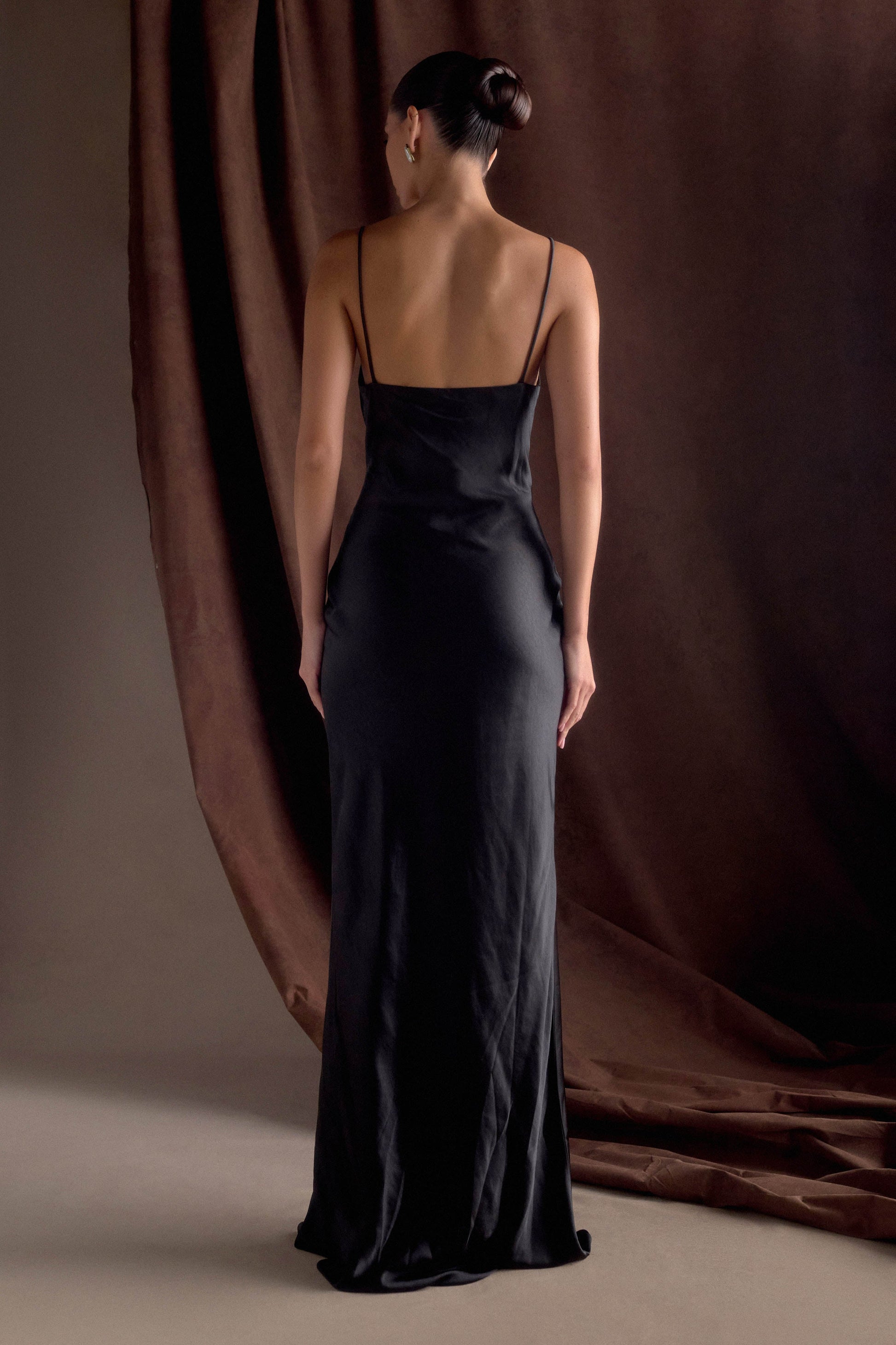 Lilly Sweetheart Satin Maxi Dress - Black #2