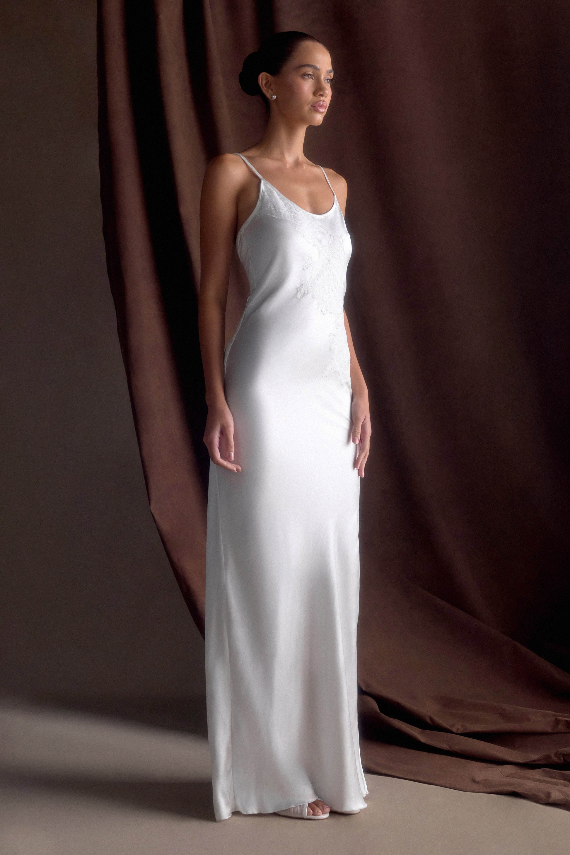 Saylor Satin Slip Maxi Dress - Ivory #4