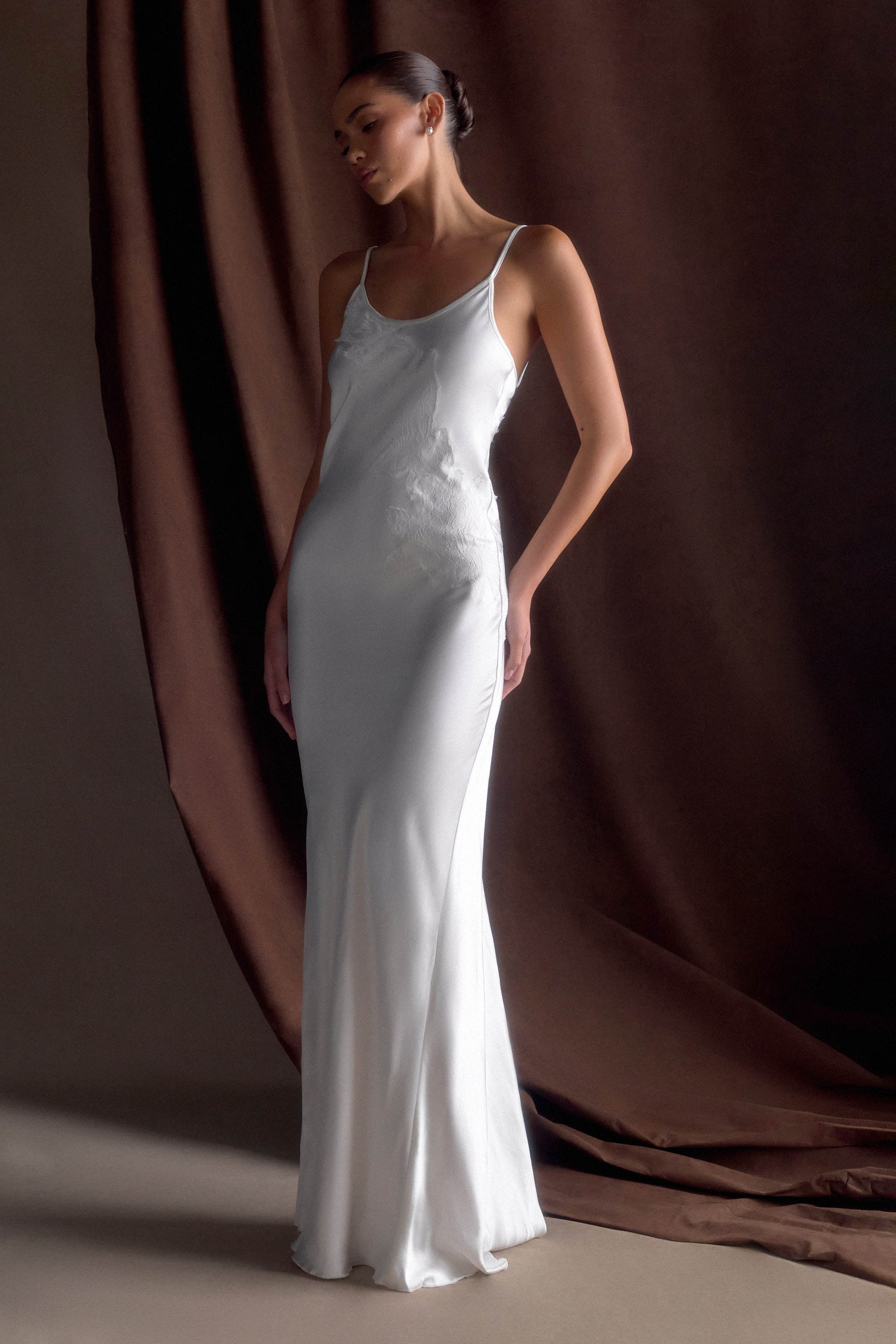 Saylor Satin Slip Maxi Dress - Ivory #5