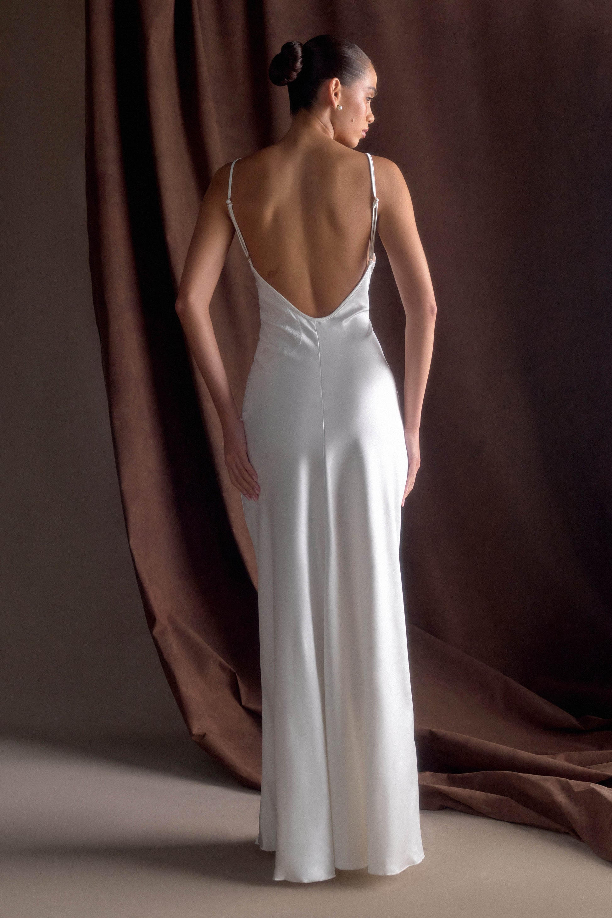 Saylor Satin Slip Maxi Dress - Ivory #2