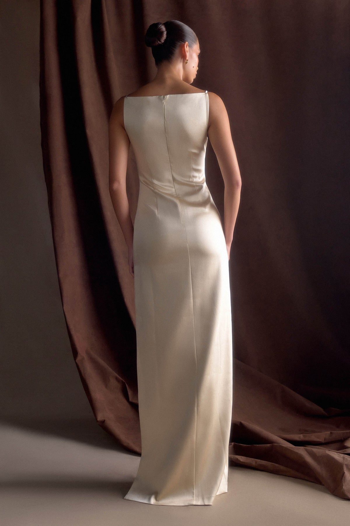 Violet Sleeveless Satin Maxi Dress - Blush Gold #2