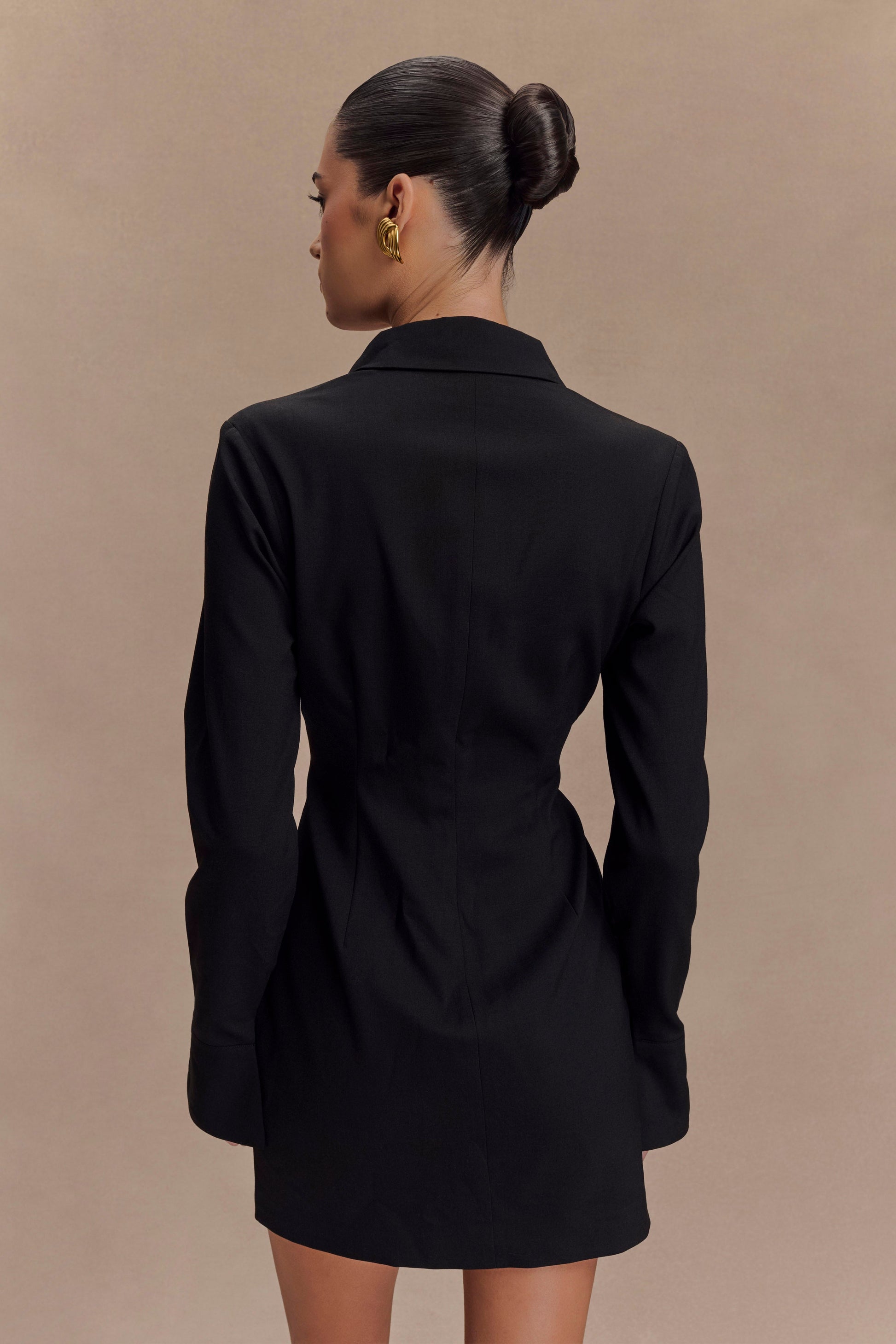 Dorian Fitted Shirt Mini Dress - Black #2