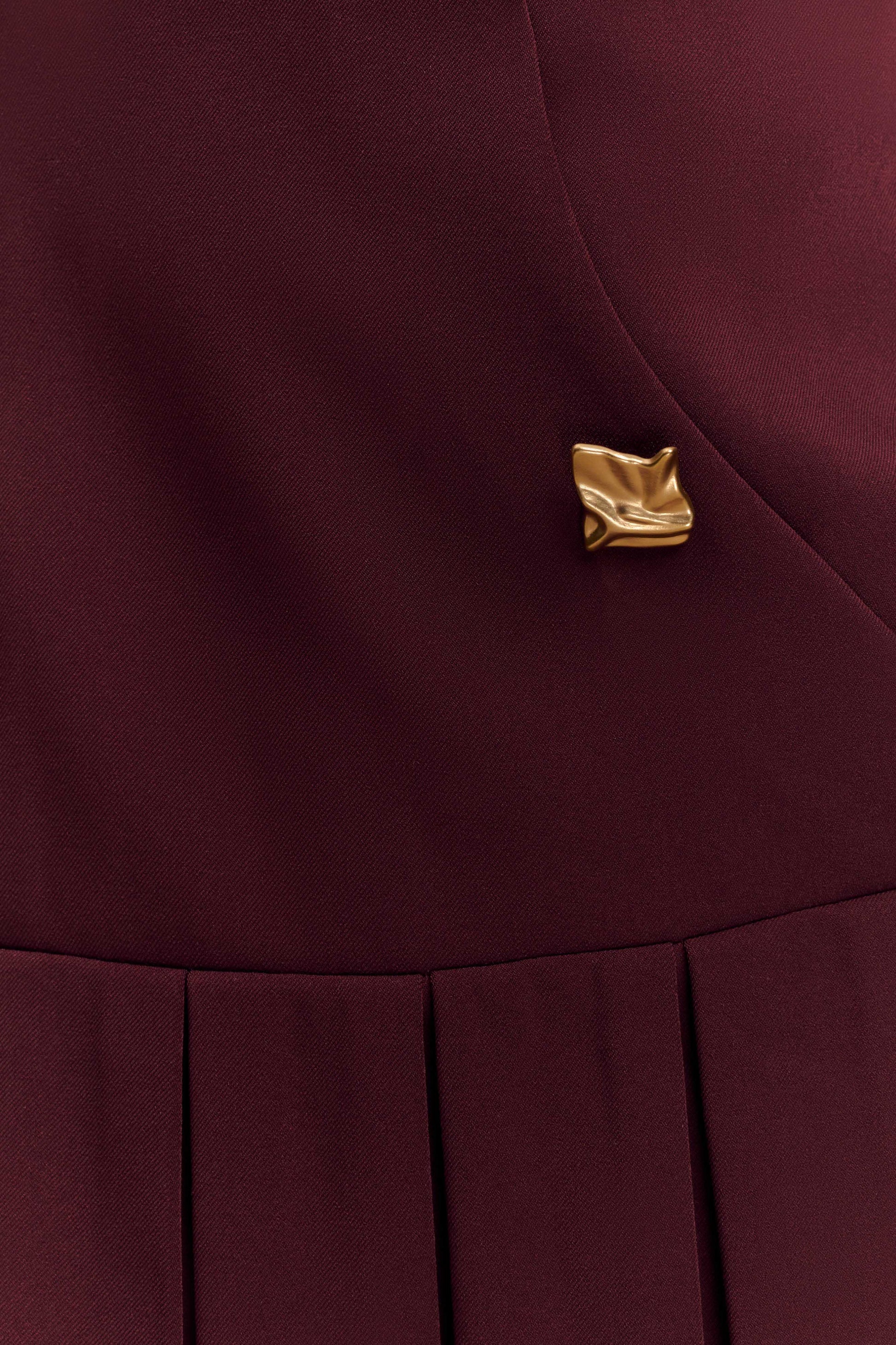 Mackenzie Sleeveless Pleated Mini Dress - Mahogany #7