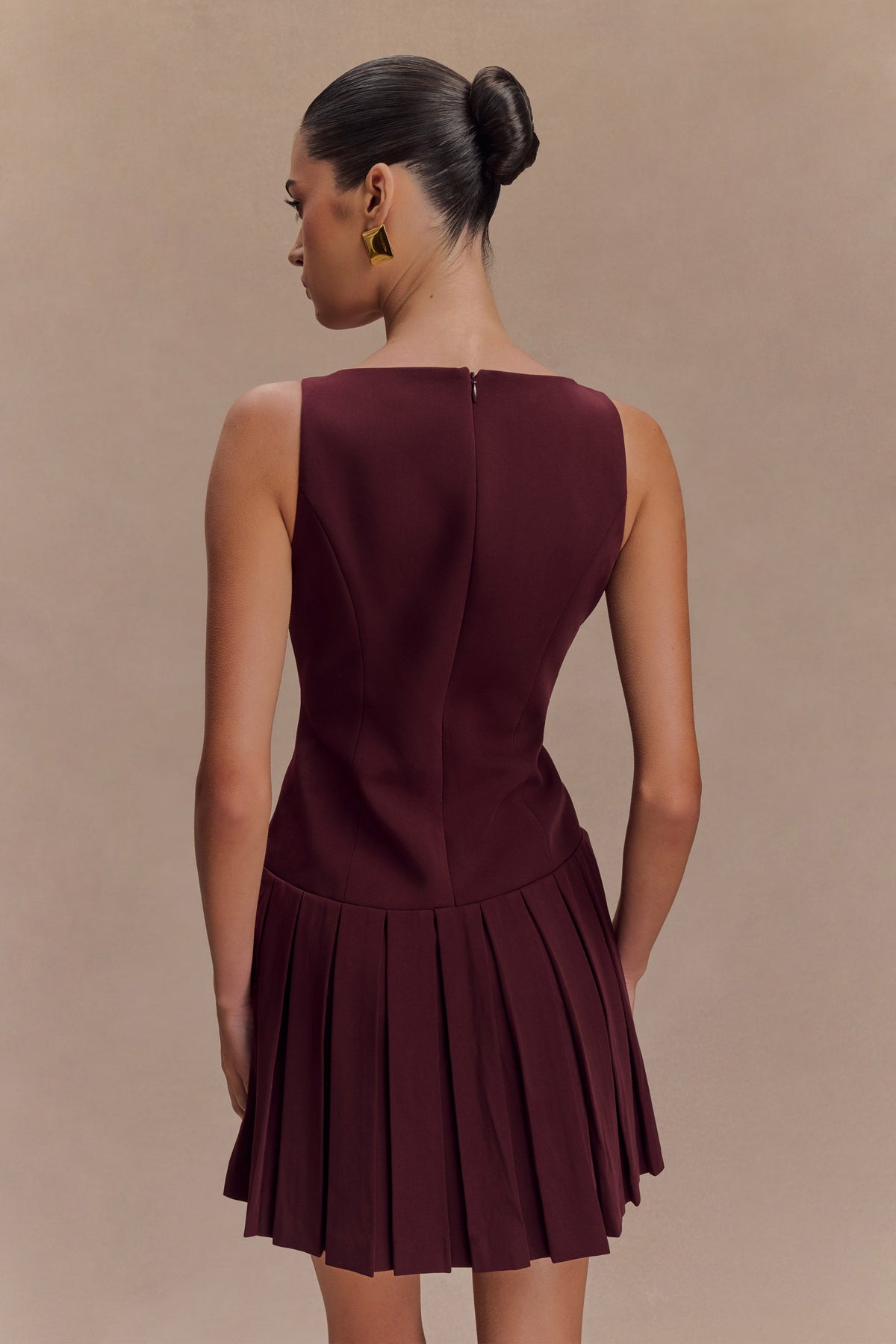 Mackenzie Sleeveless Pleated Mini Dress - Mahogany #5