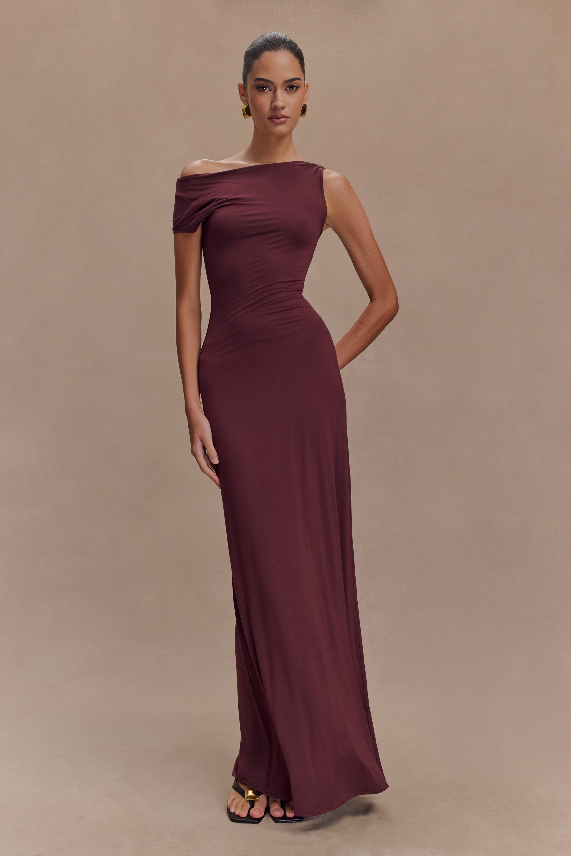 Tamsin Short Sleeve Modal Maxi Dress - Mahogany #3
