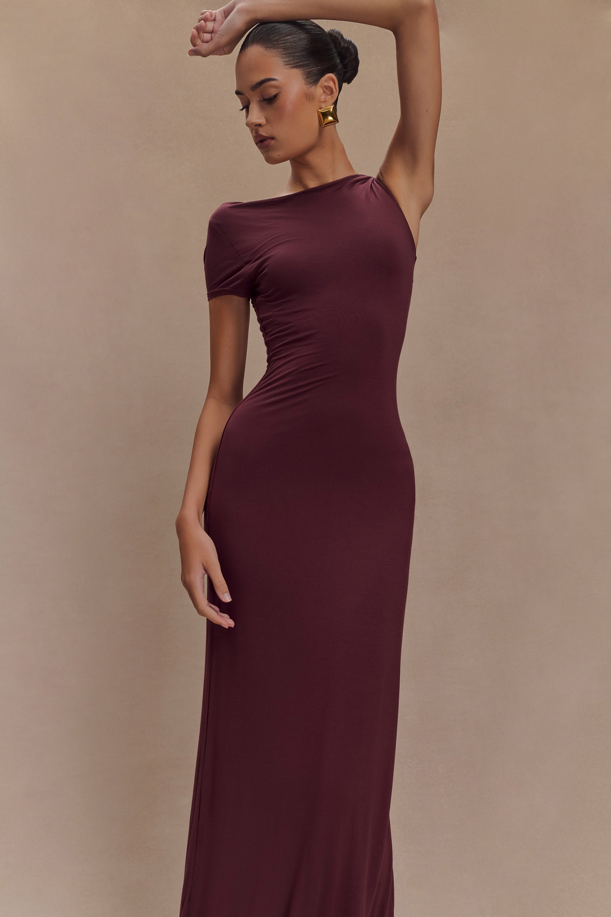 Tamsin Short Sleeve Modal Maxi Dress - Mahogany #5
