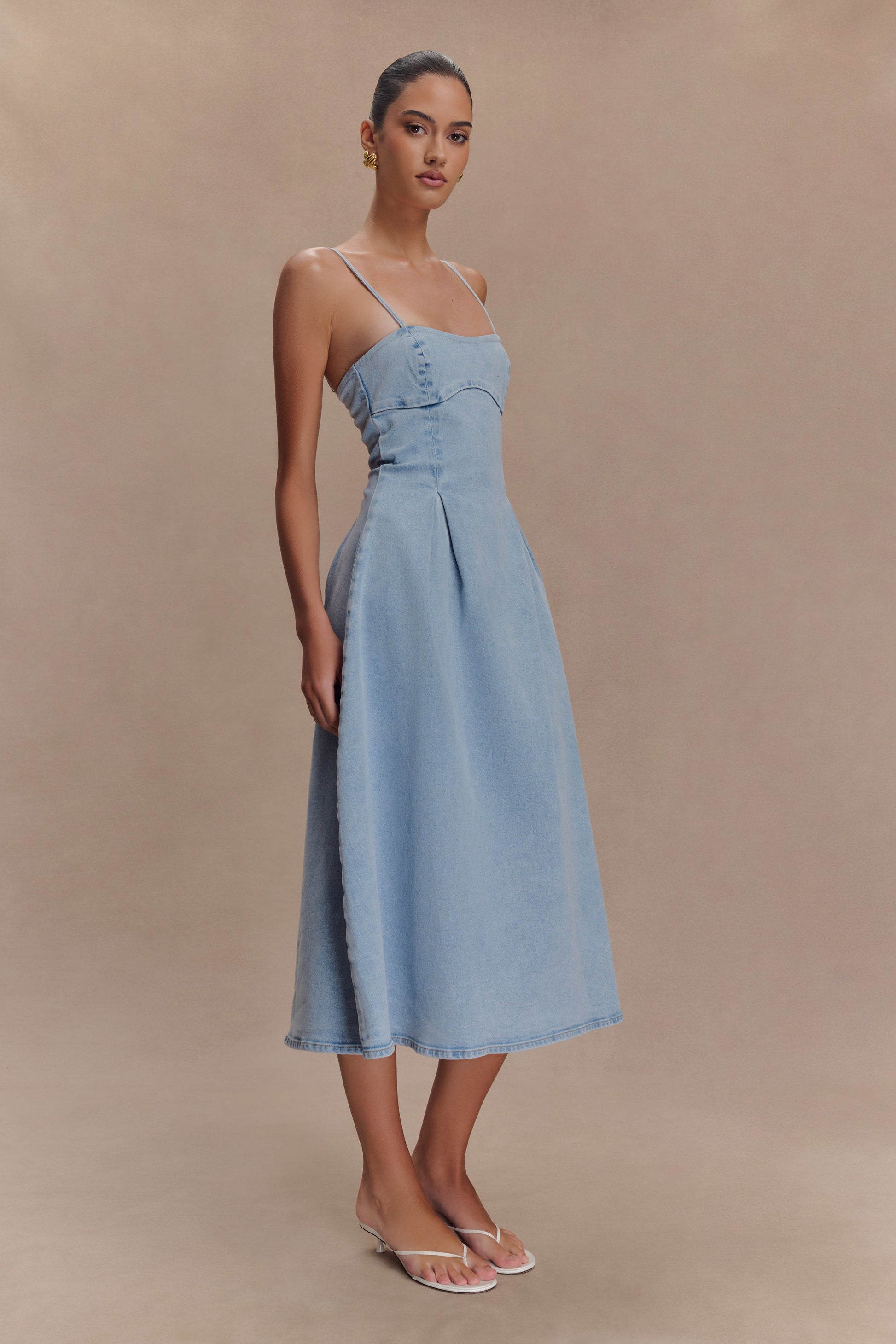Harlyn Denim Midi Dress - Light Blue #5