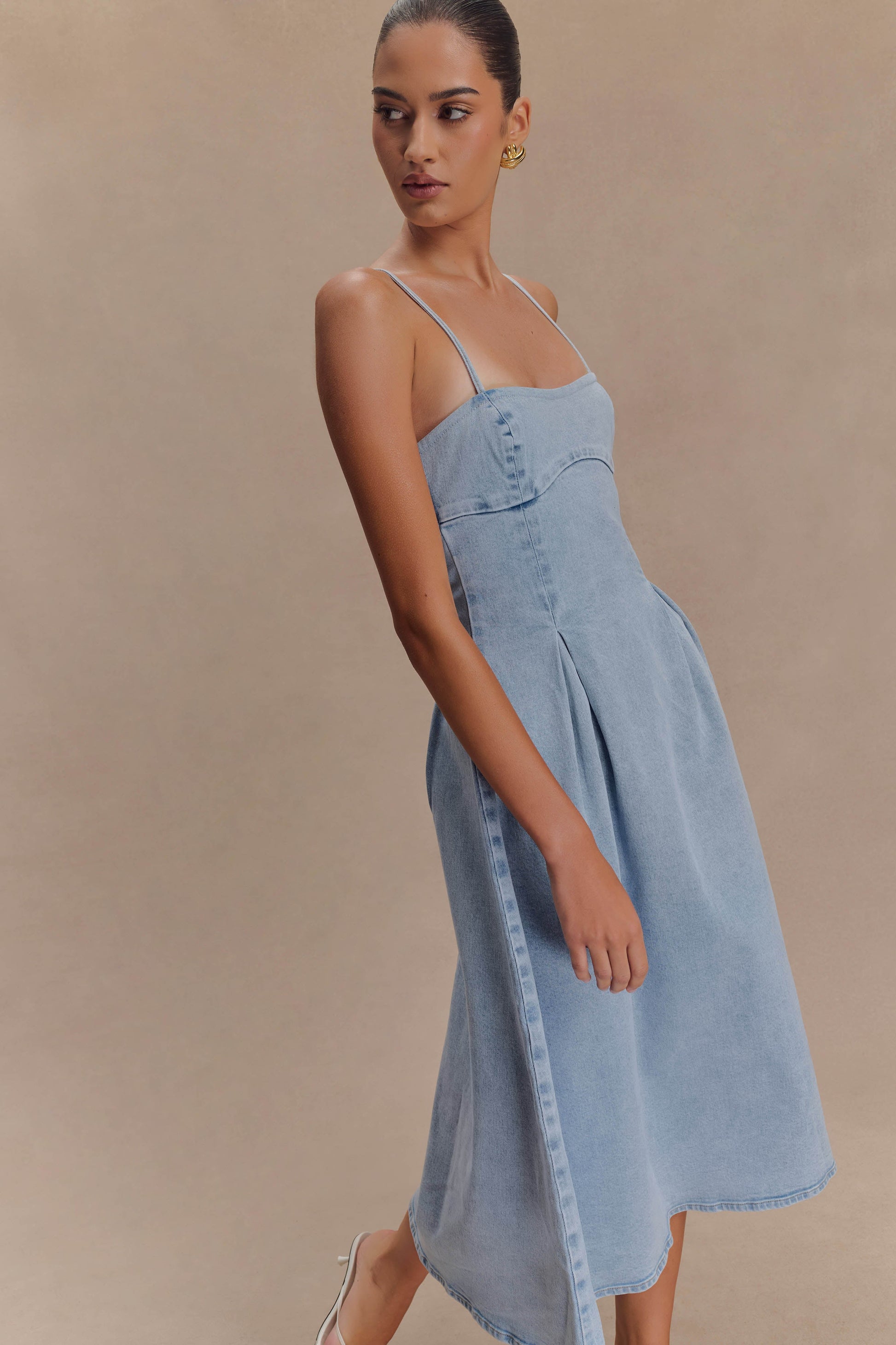 Harlyn Denim Midi Dress - Light Blue #4