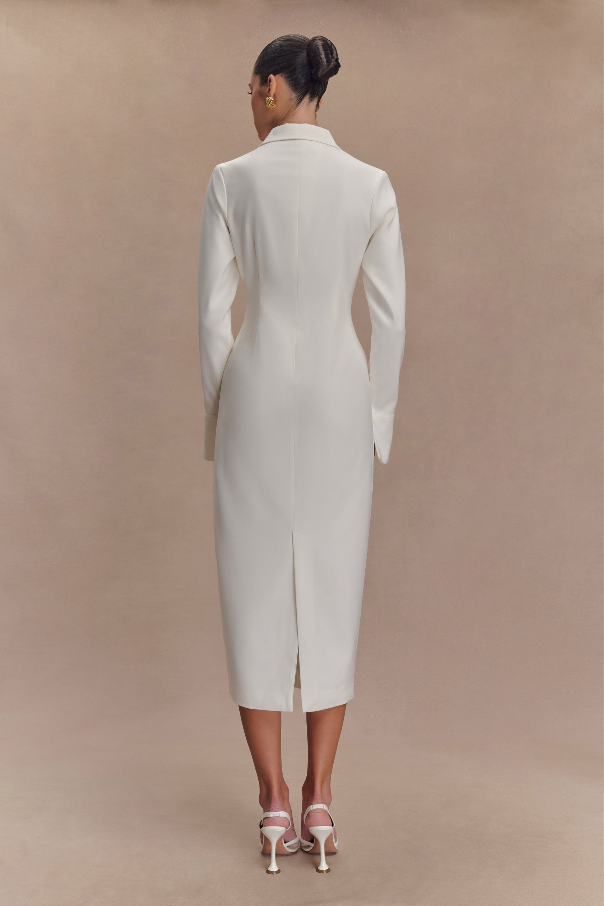 Dorian Fitted Shirt Midi Dress - White #3