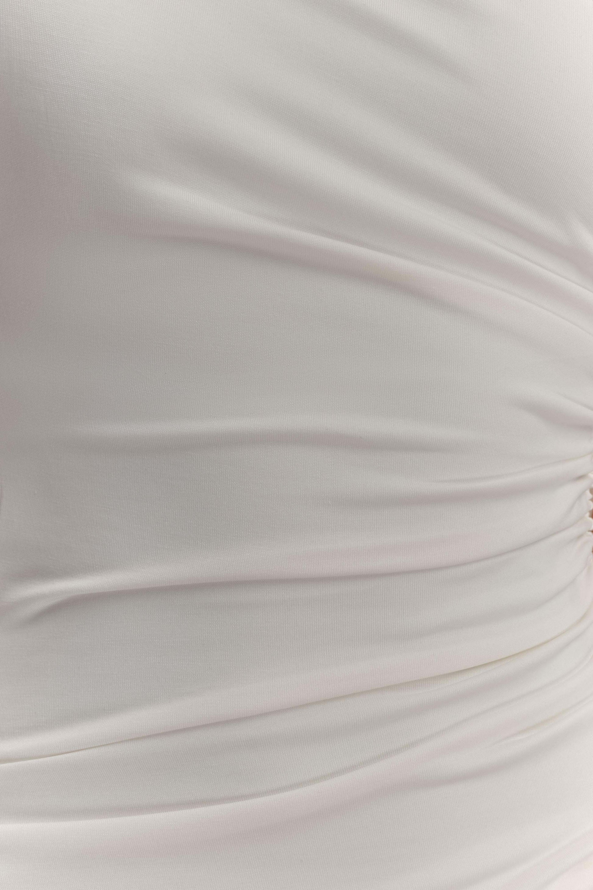 Chloe Peached Jersey One Shoulder Midi Dress - Ivory #7