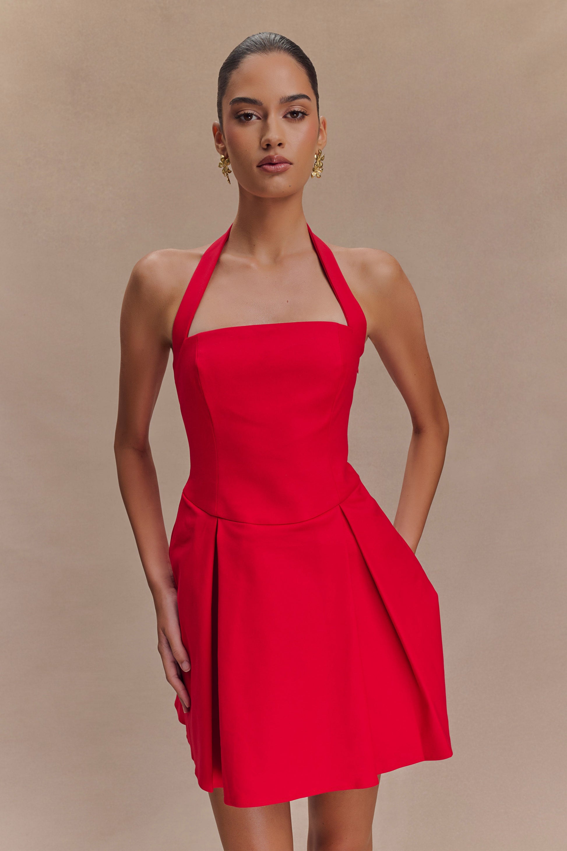 Julia Halter Mini Dress - Red #2