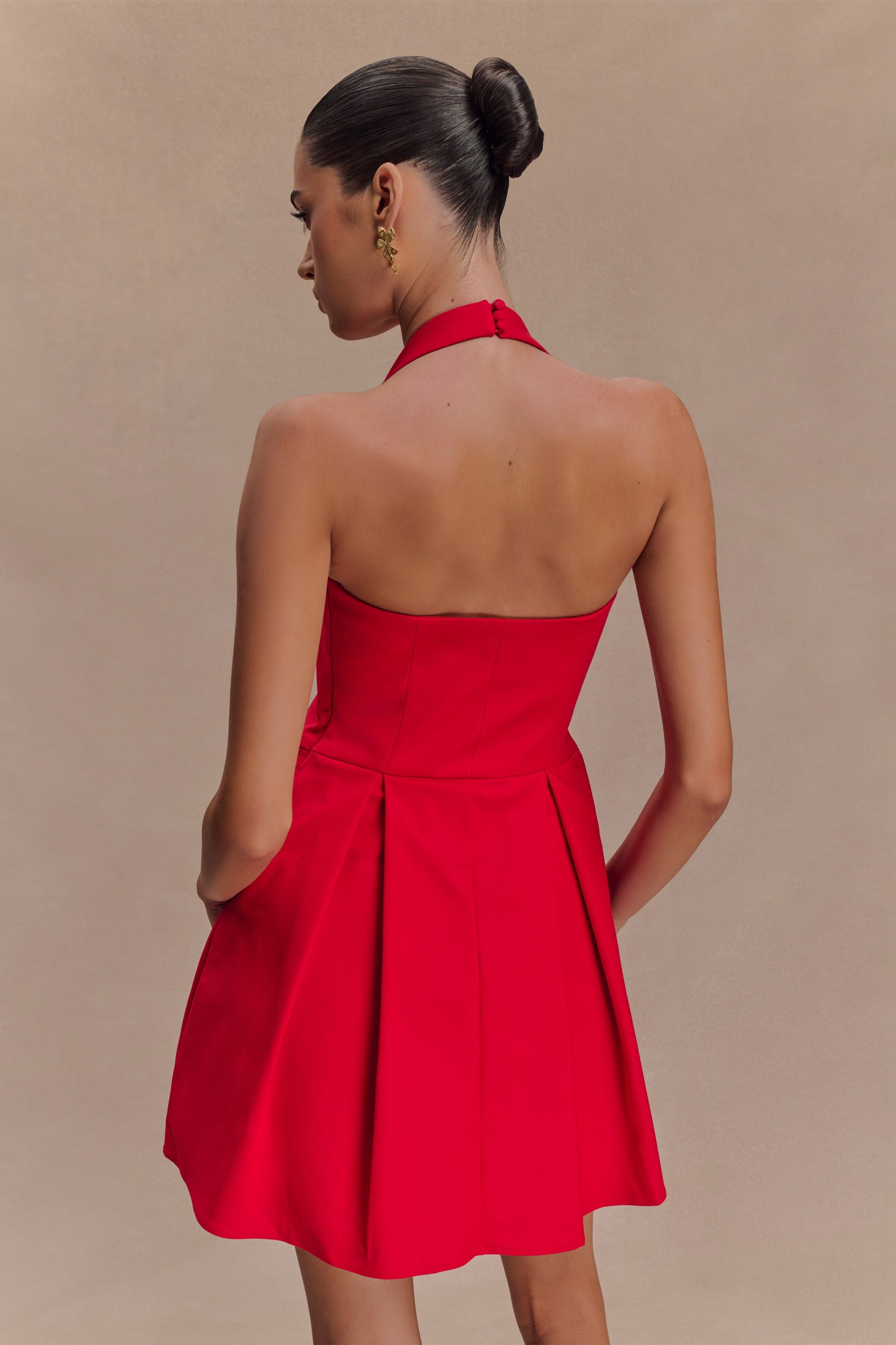 Julia Halter Mini Dress - Red | MESHKI UK Julia Halter Mini Dress - Red | MESHKI UK