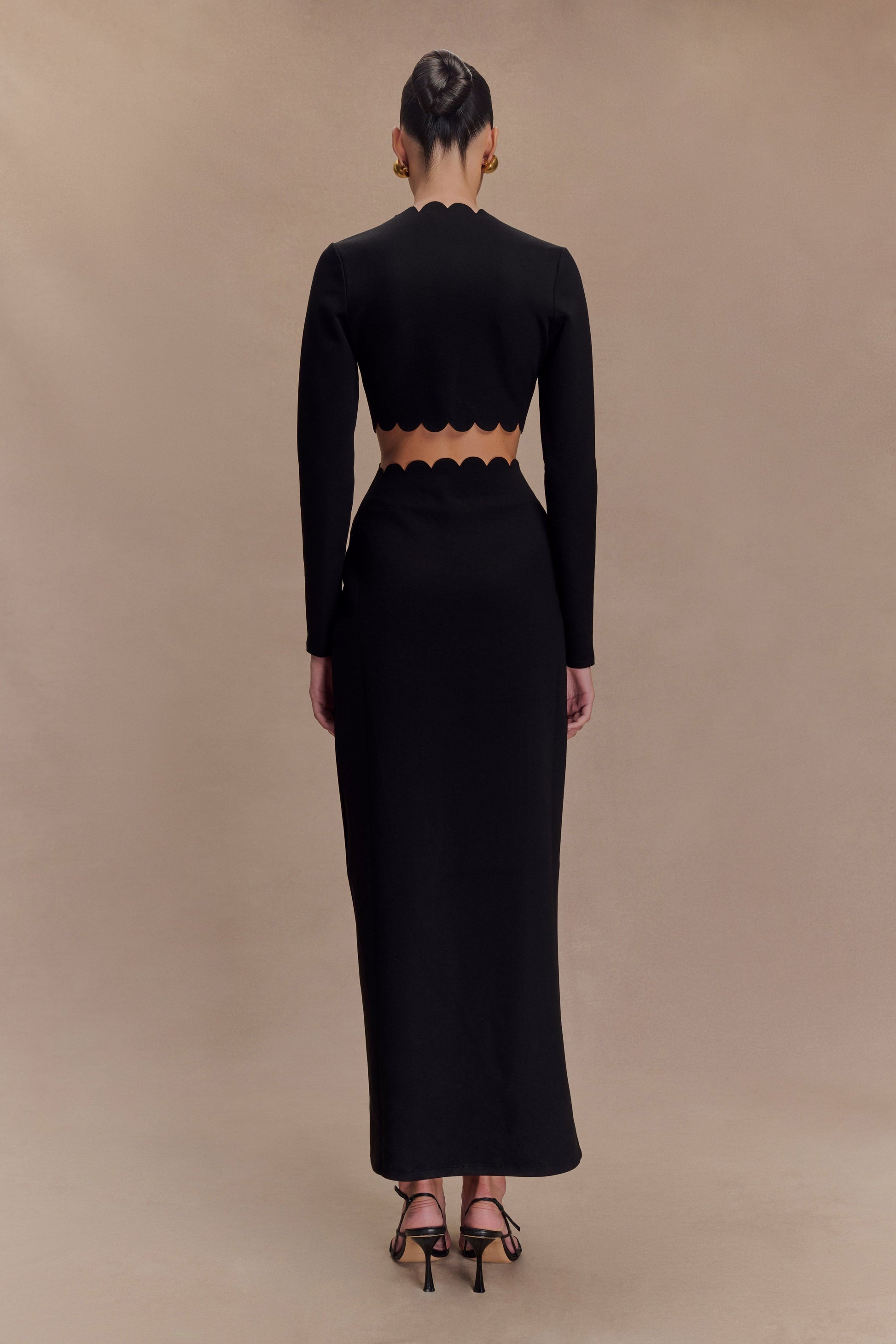 Cynthia Scalloped Halter Maxi Dress - Black #2