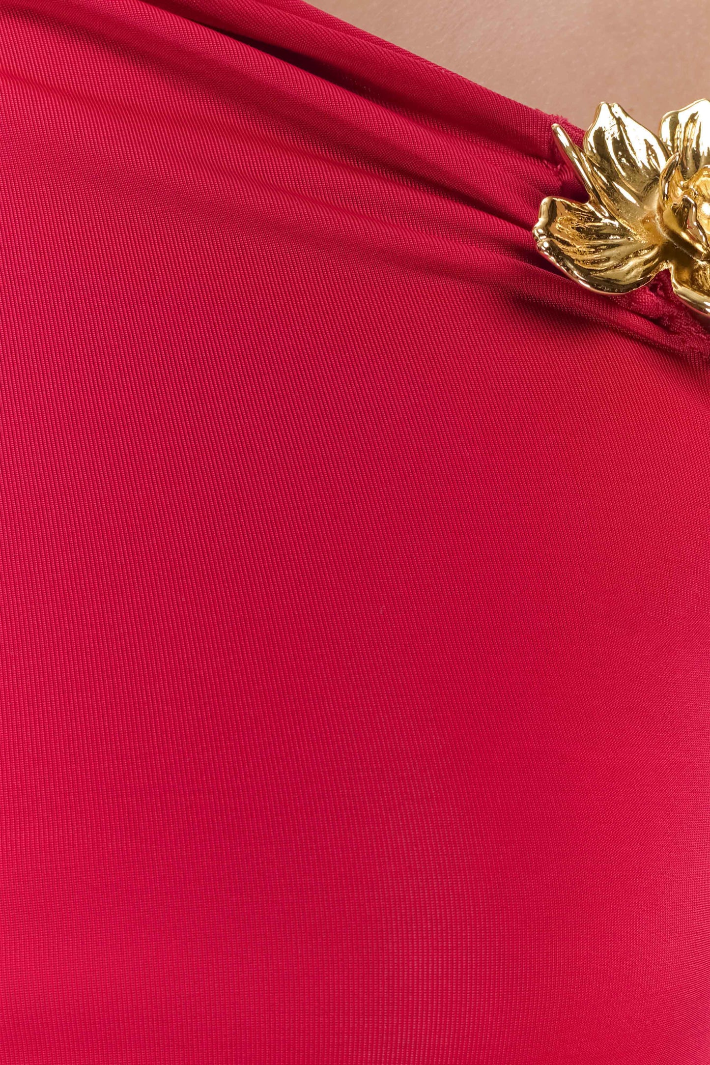 Ainsley Asymmetrical Long Sleeve Top With Floral Hardware - Fuchsia Pink