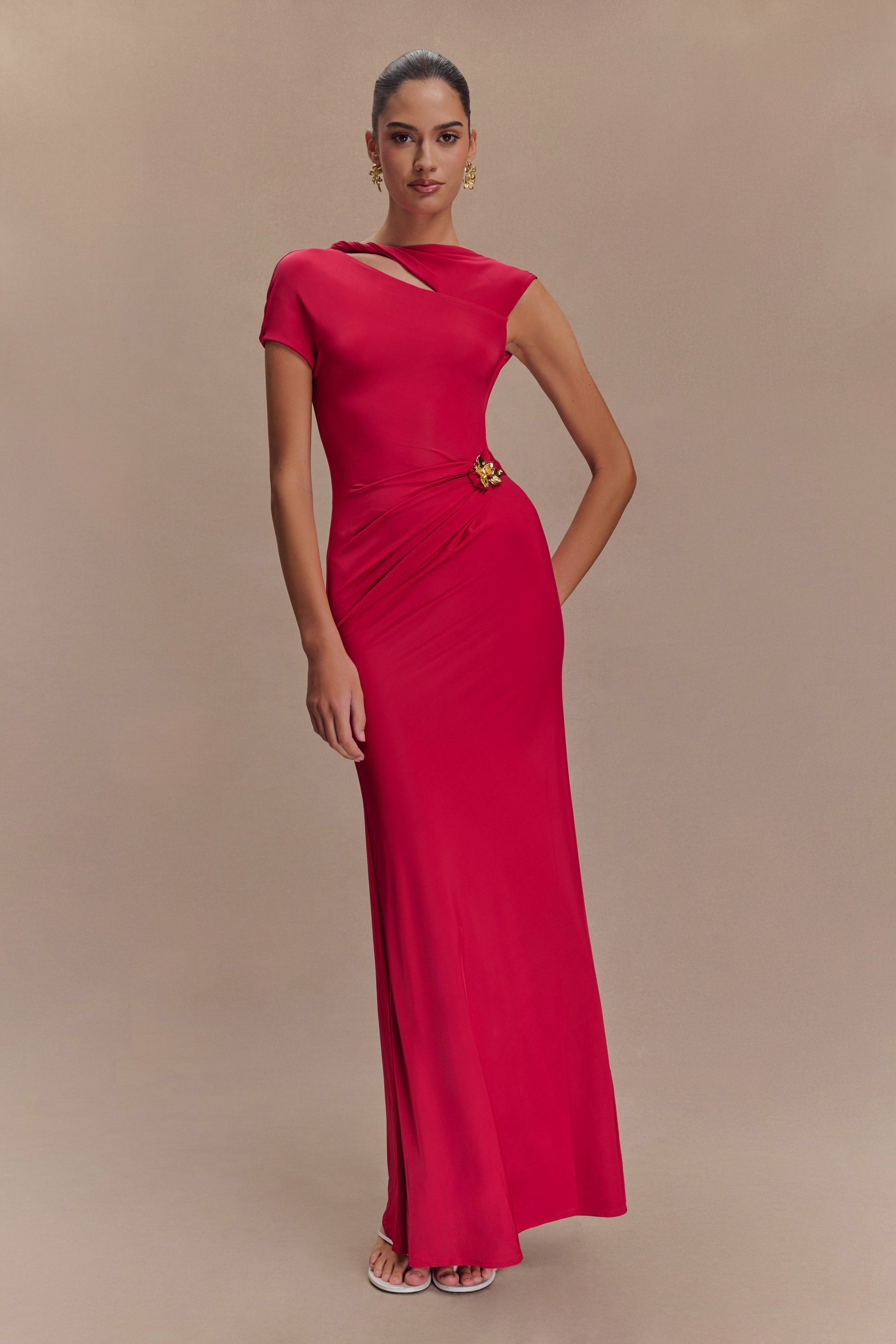 Kaida Slinky Maxi Dress With Hardware - Fuchsia Pink
