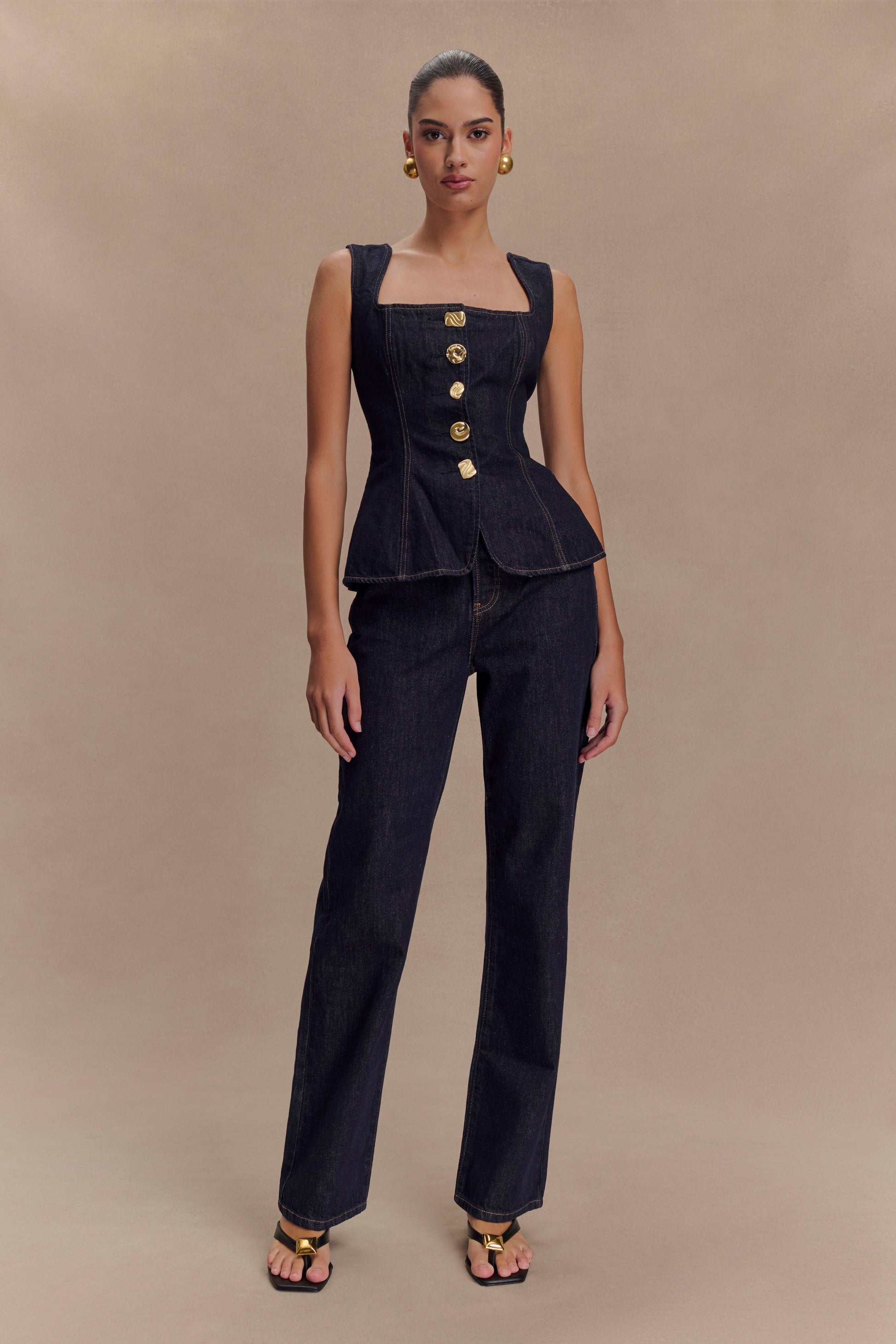 Janine High Waisted Straight Leg Jeans - Washed Indigo Blue #6