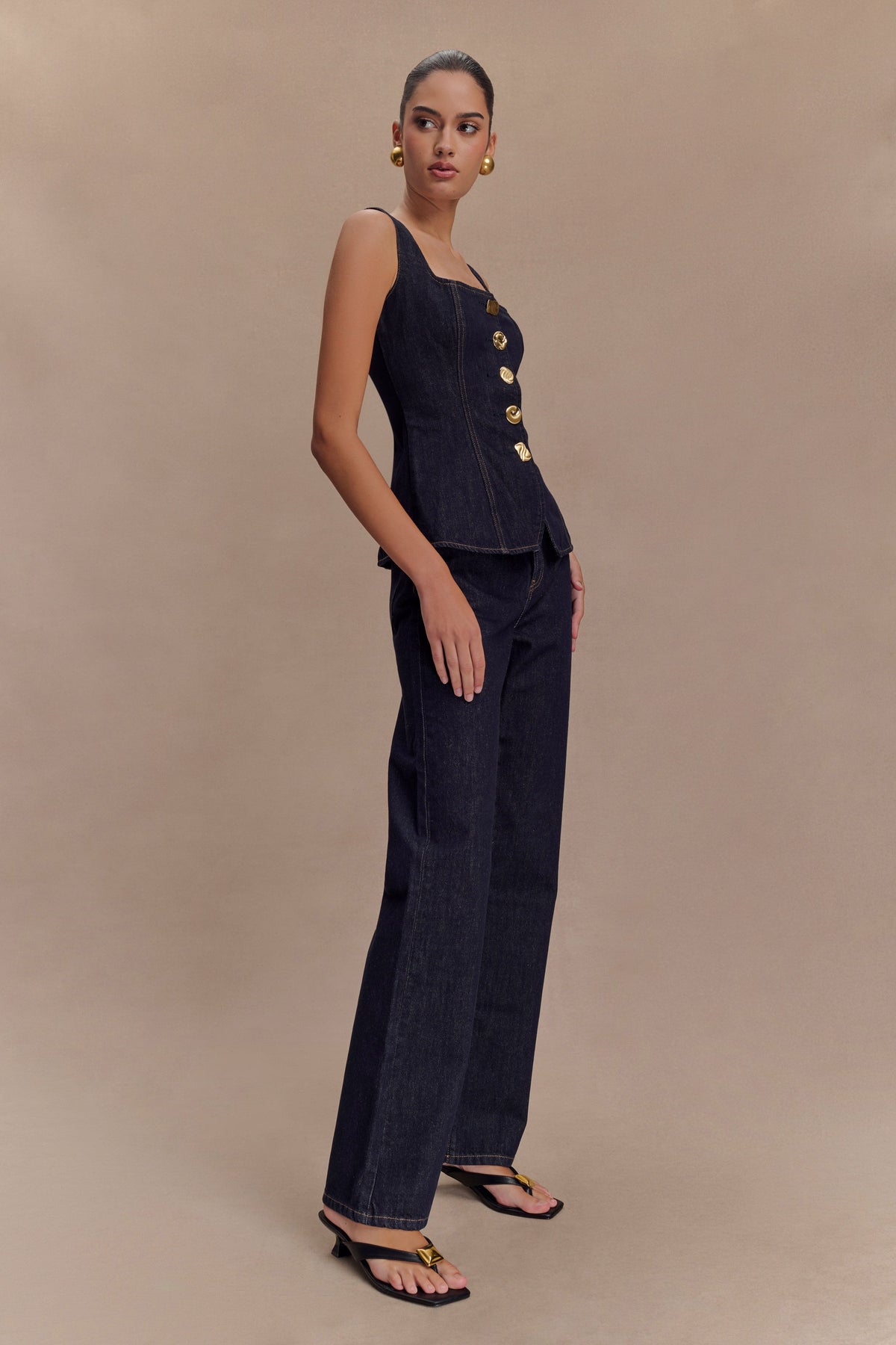Janine High Waisted Straight Leg Jeans - Washed Indigo Blue #4