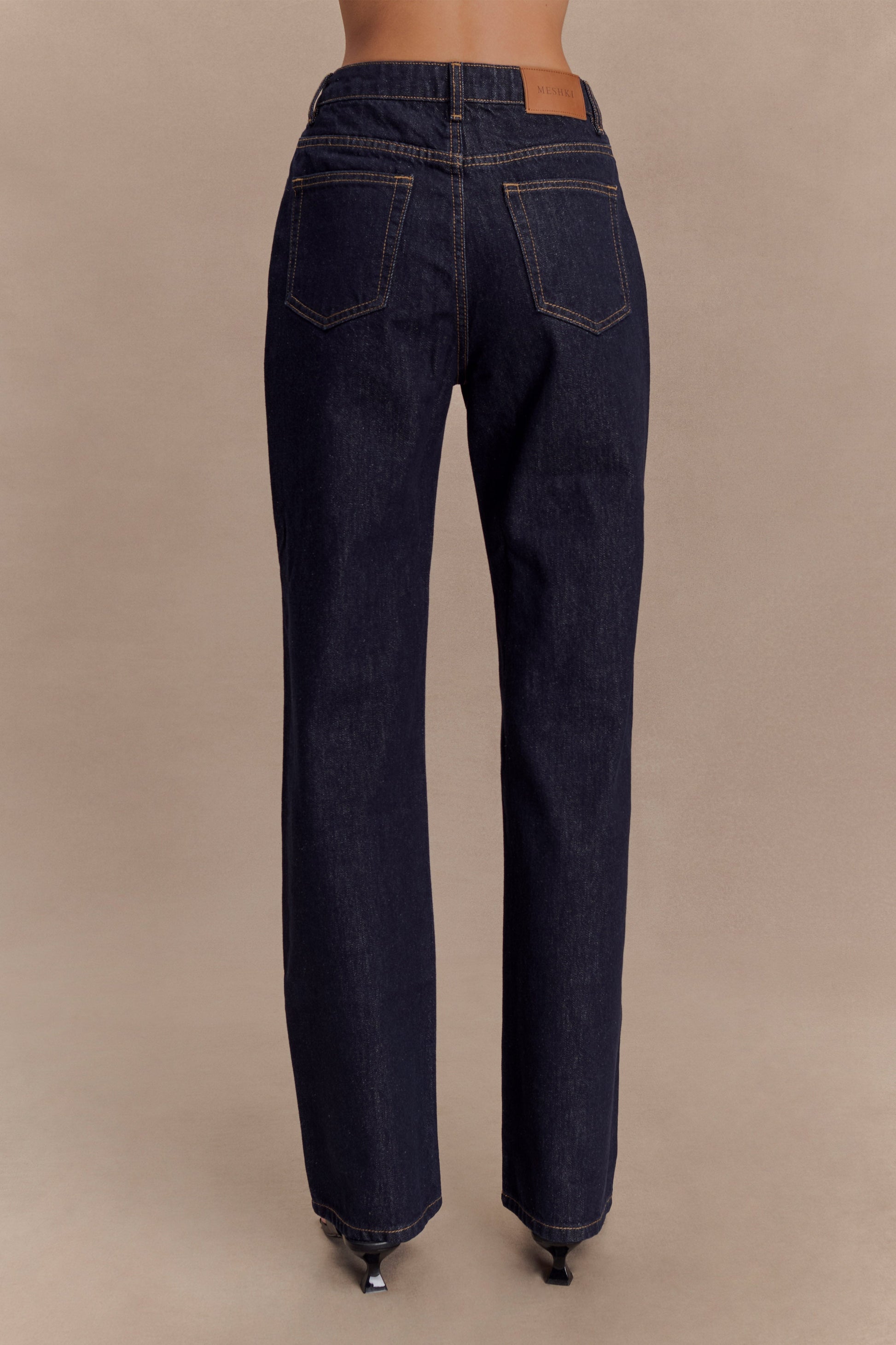 Janine High Waisted Straight Leg Jeans - Washed Indigo Blue #2