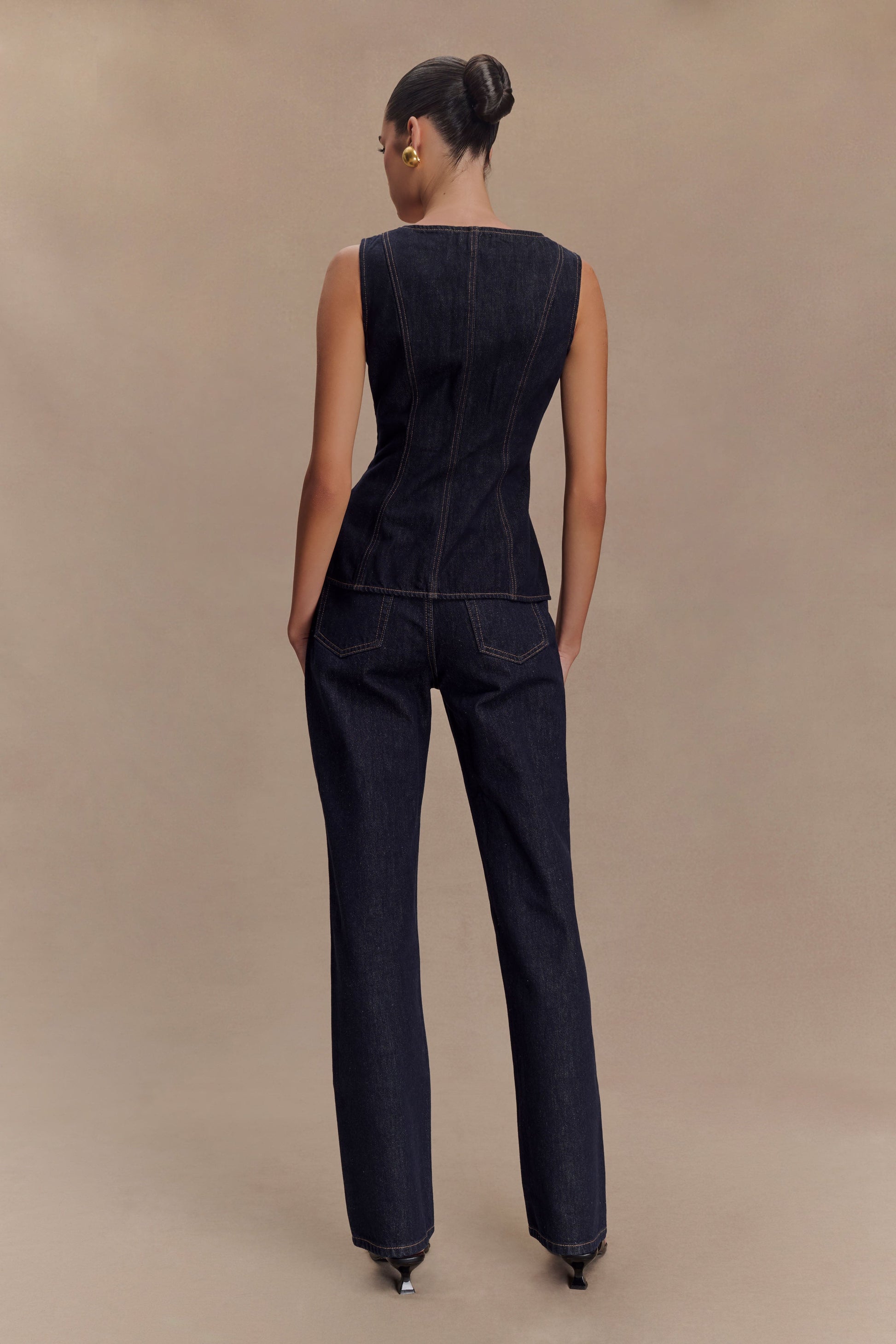 Janine High Waisted Straight Leg Jeans - Washed Indigo Blue #5