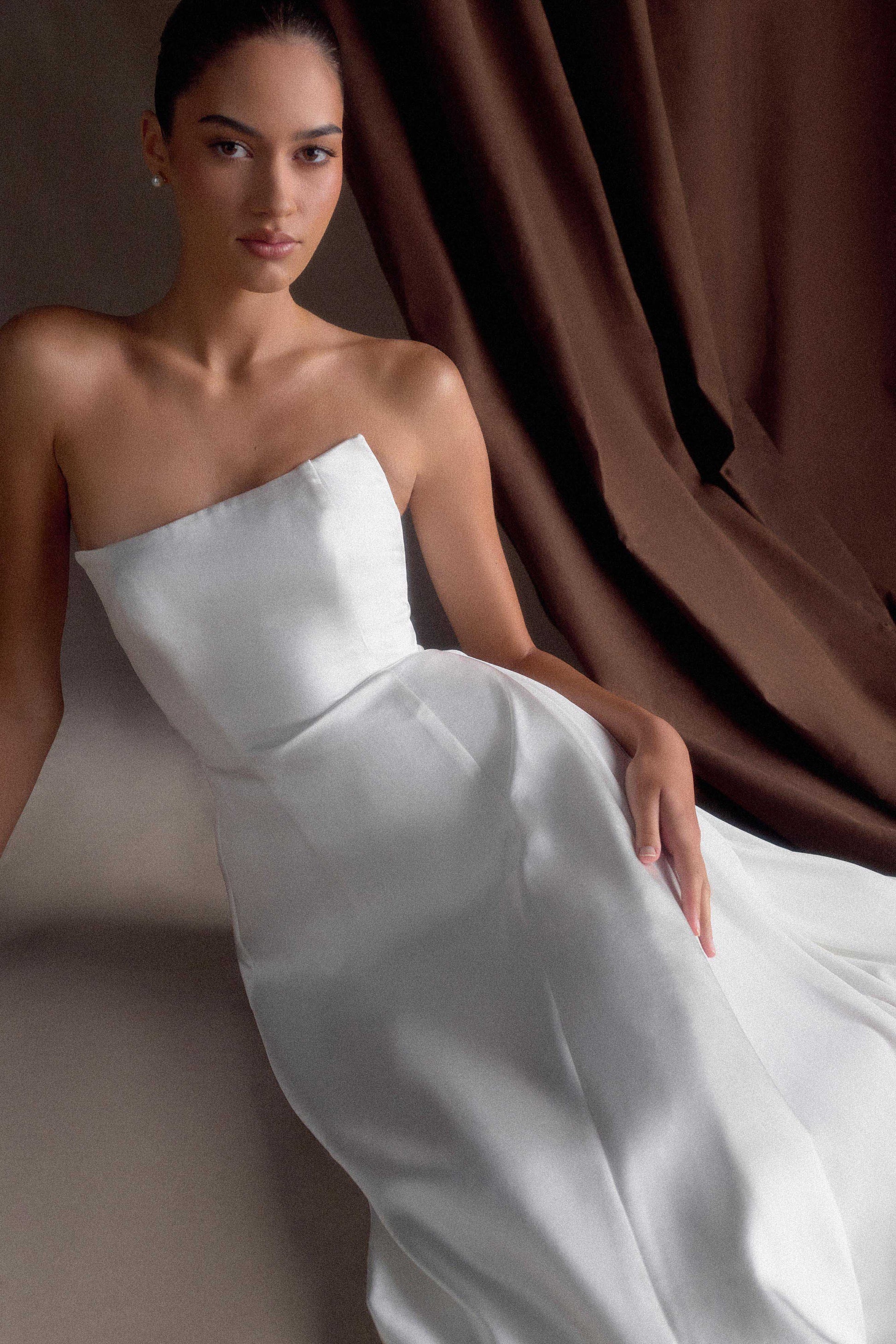 Rosella Satin Strapless Maxi Dress - White #3