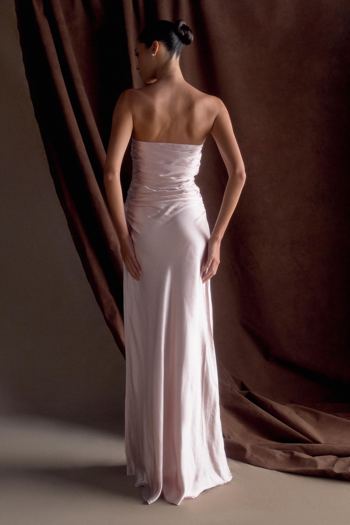 Cedar Strapless Satin Maxi Dress - Soft Pink #2