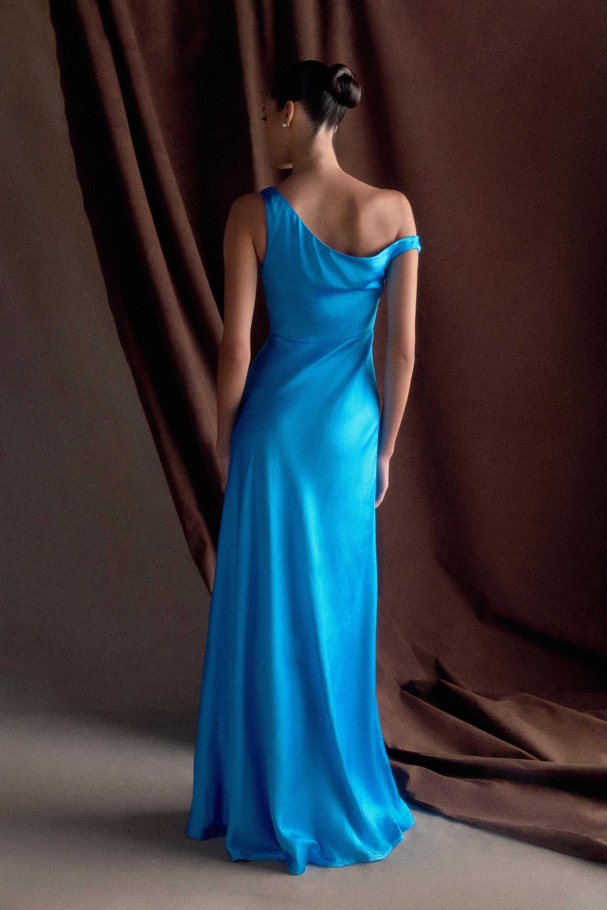 Jacinta One Shoulder Maxi Dress - Cyan Blue #2