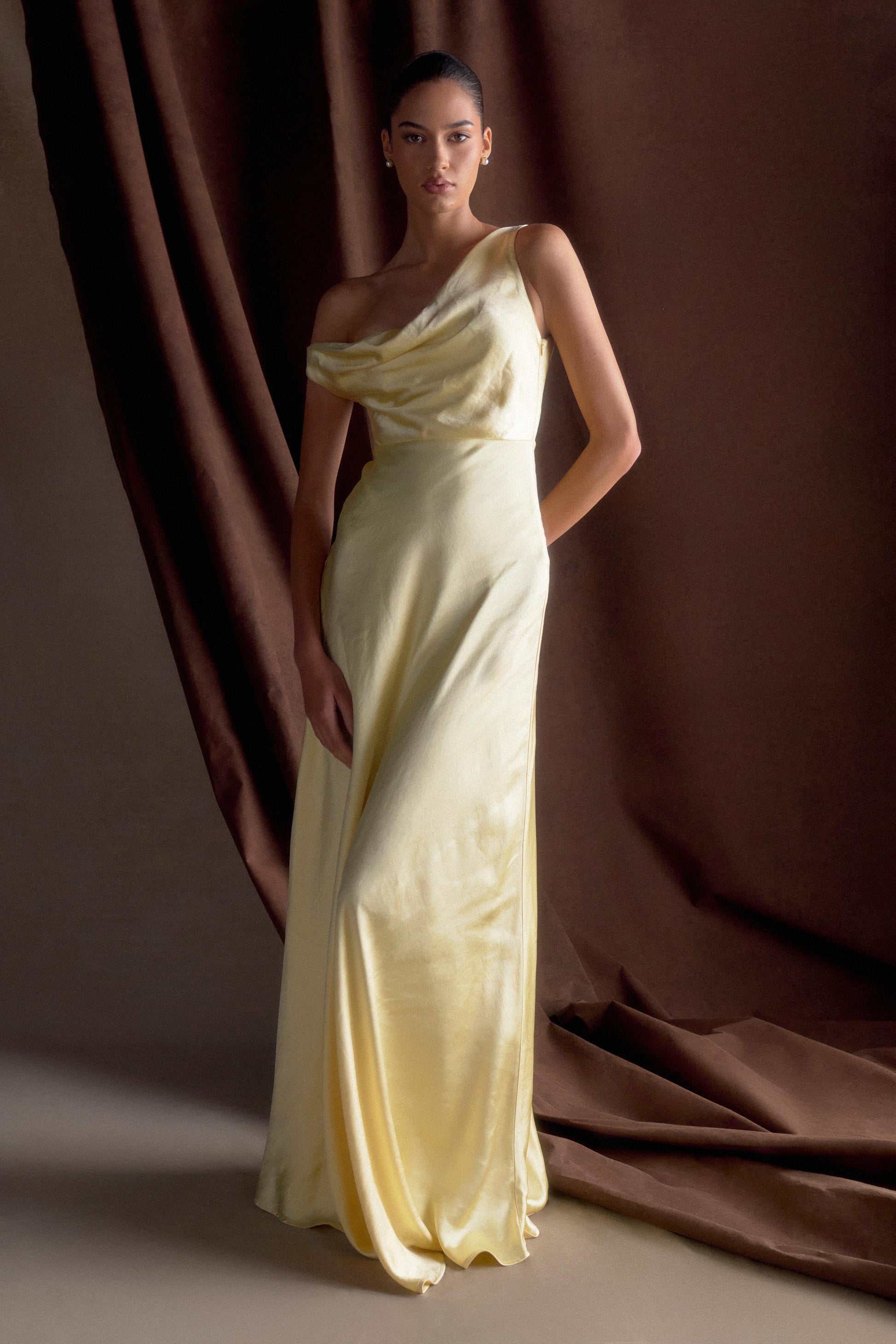 Jacinta One Shoulder Maxi Dress - Pastel Lemon #10