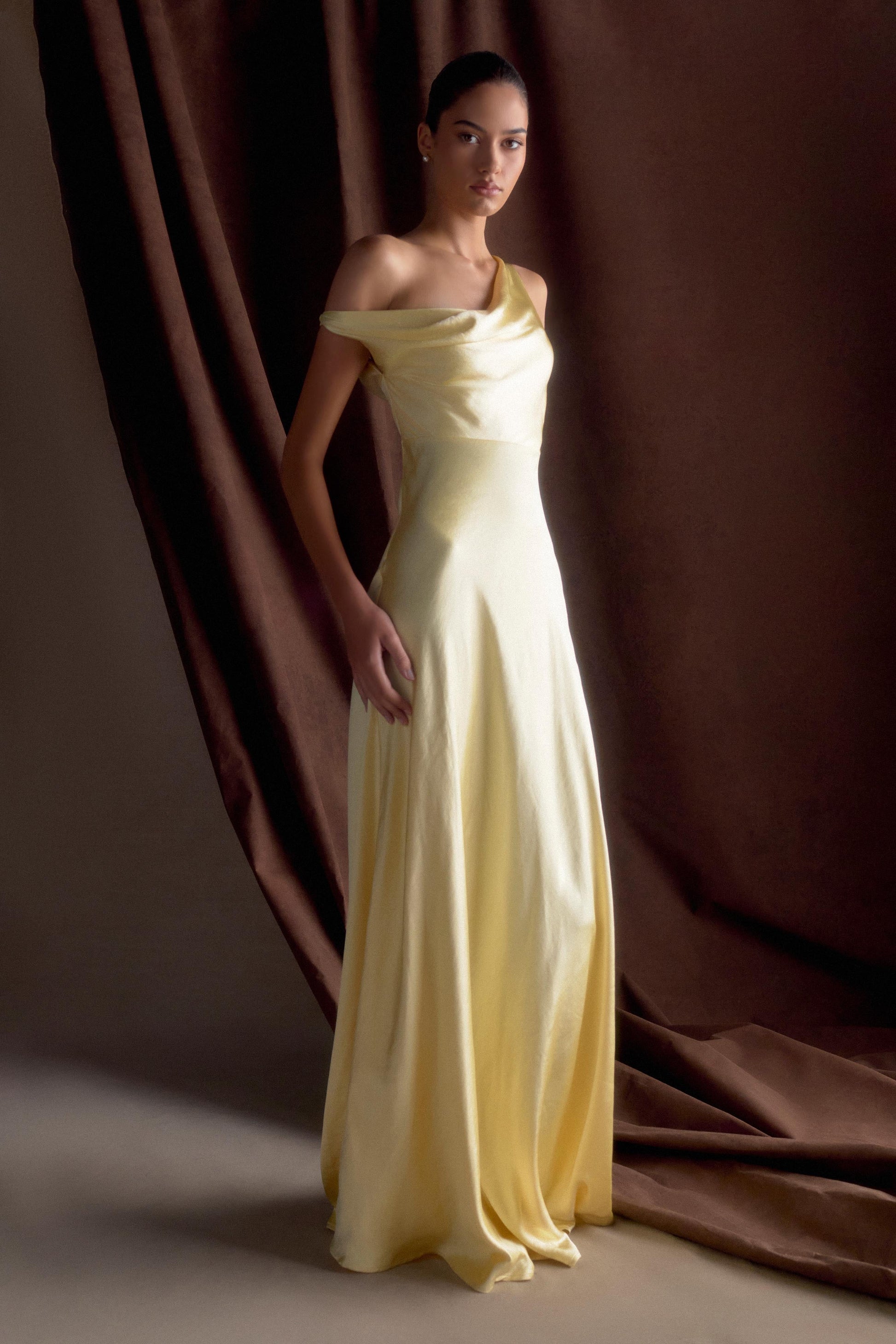 Jacinta One Shoulder Maxi Dress - Pastel Lemon #8