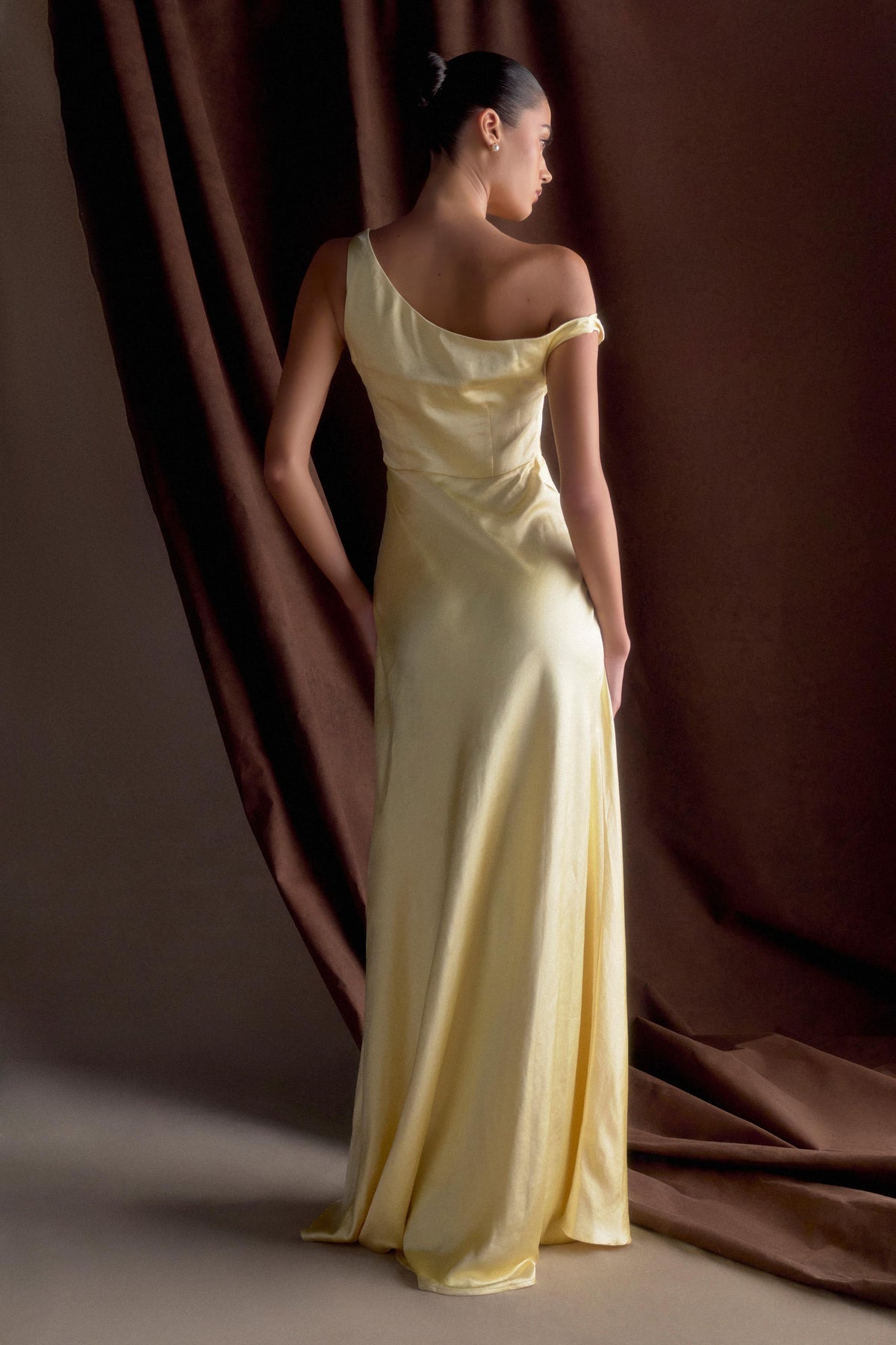 Jacinta One Shoulder Maxi Dress - Pastel Lemon