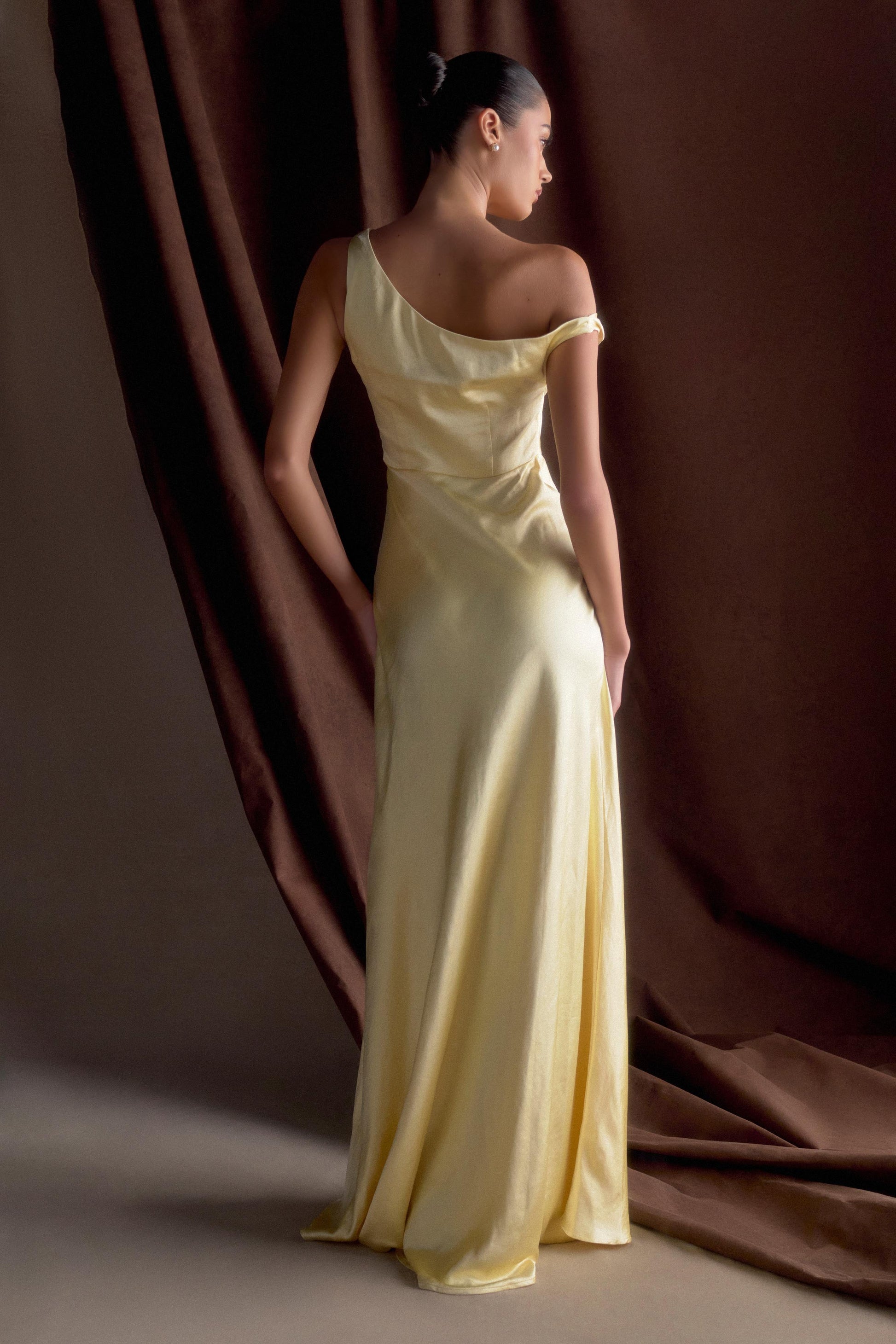 Jacinta One Shoulder Maxi Dress - Pastel Lemon #2
