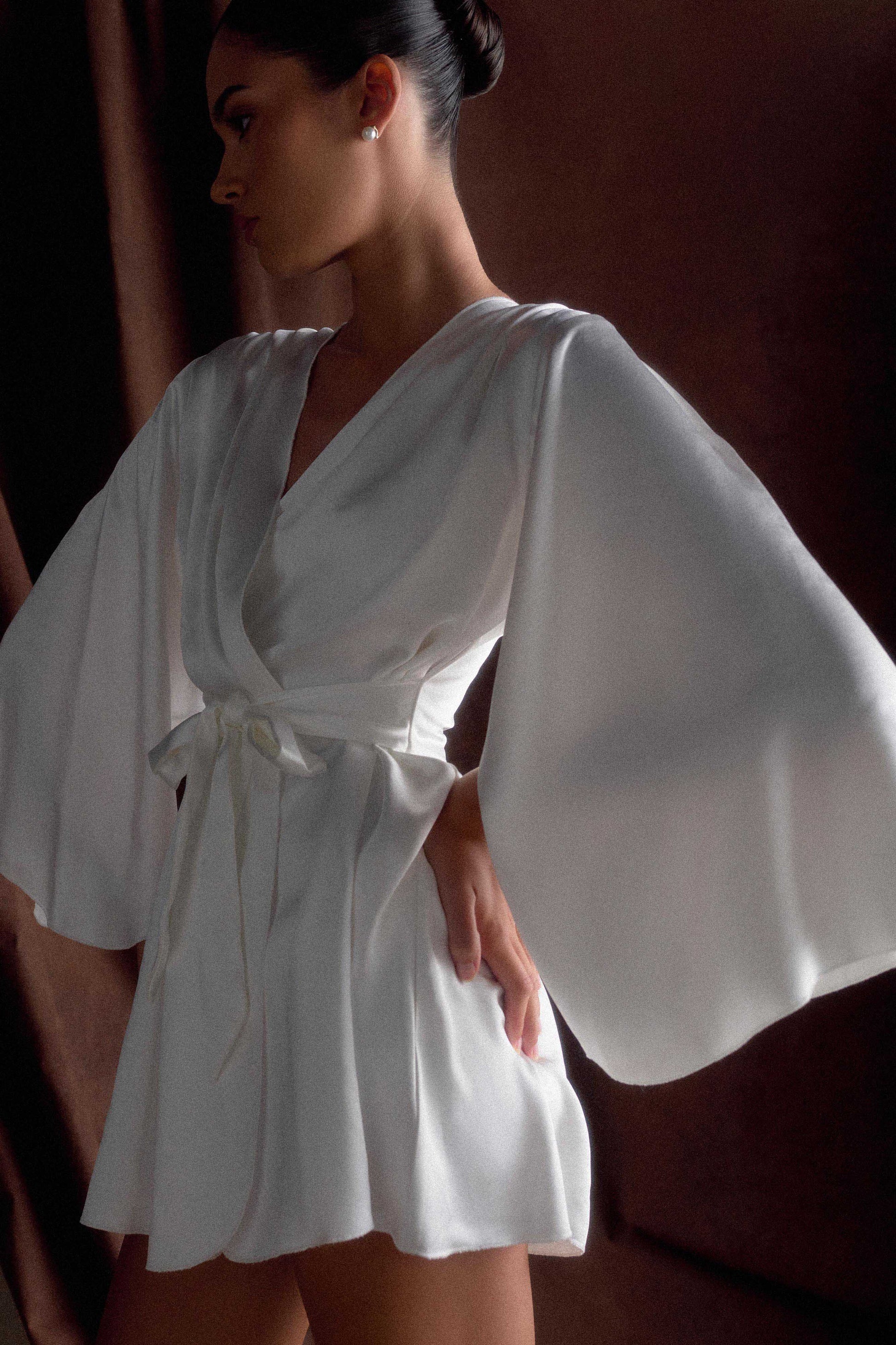 Sterling Satin Bridal Robe - Ivory #3