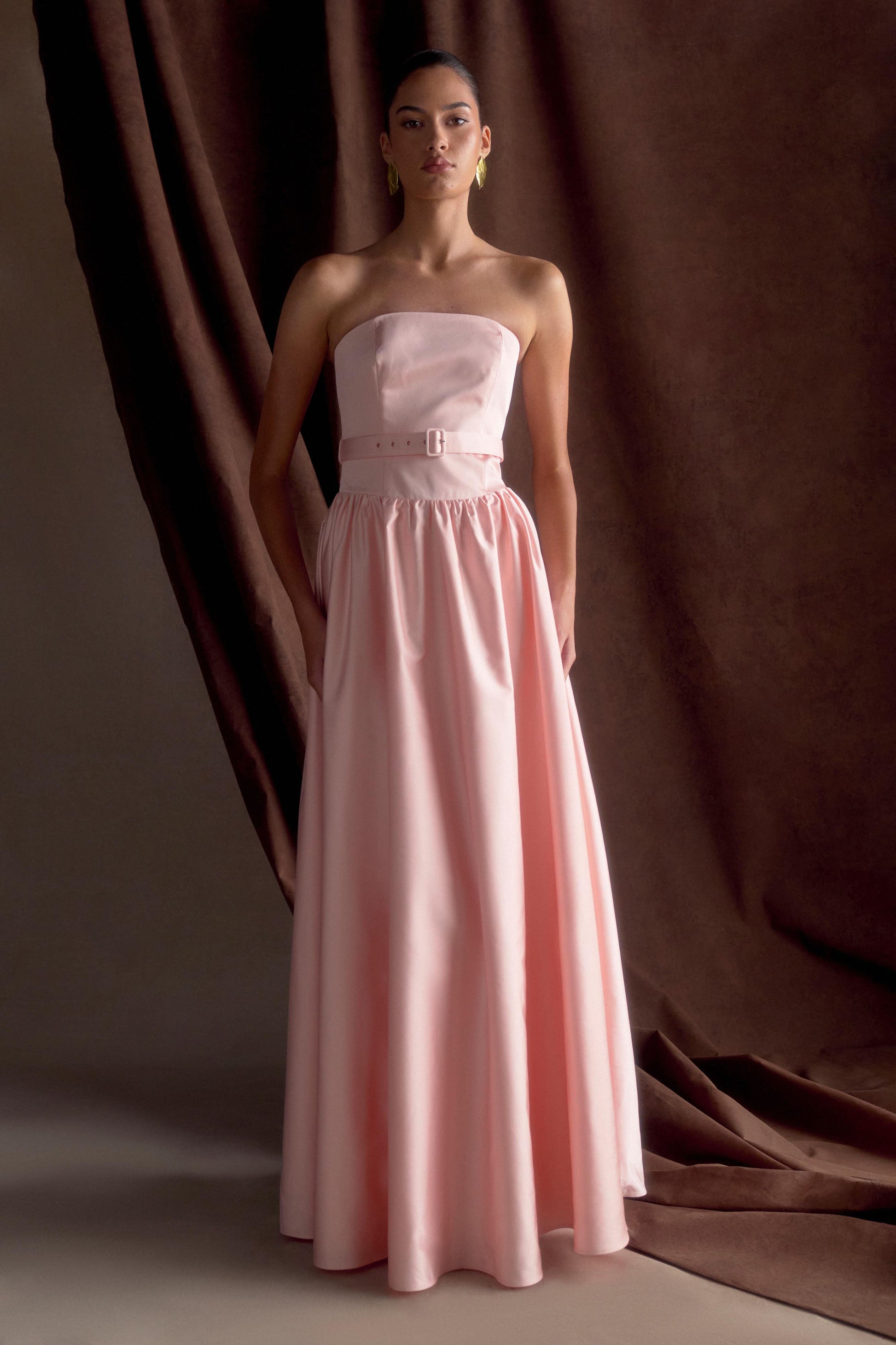 Florence Strapless Belted Maxi Dress - Baby Pink #6