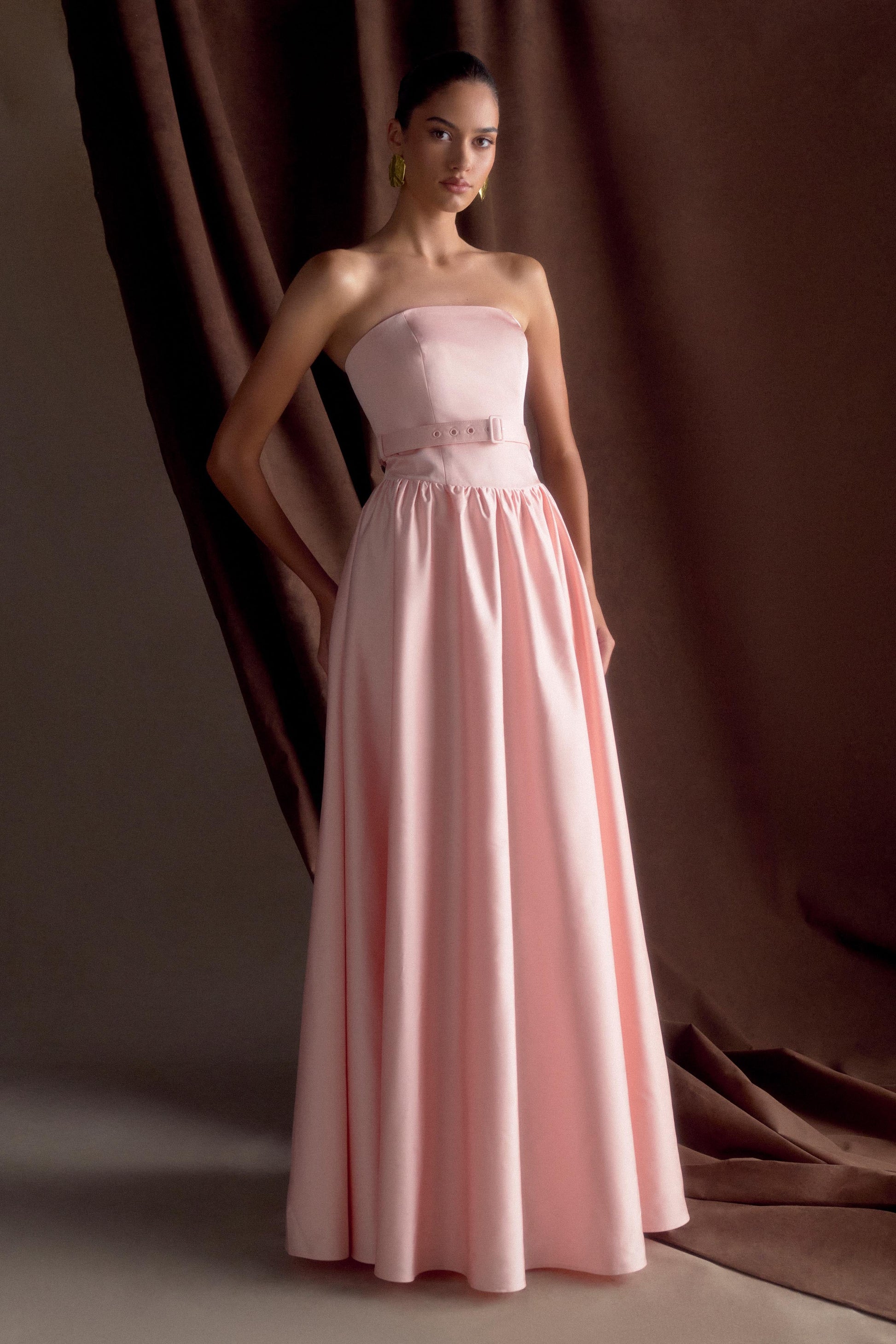 Florence Strapless Belted Maxi Dress - Baby Pink #5