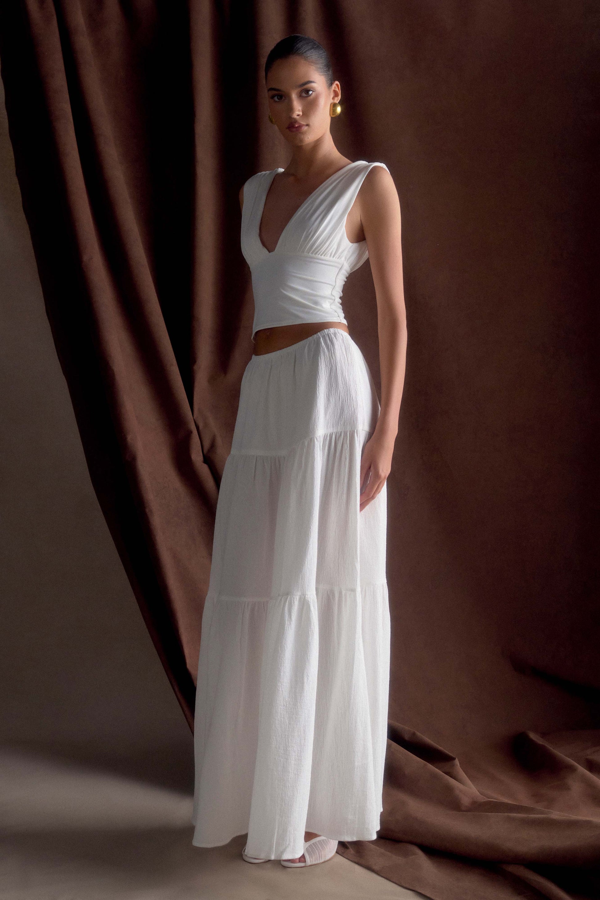Jacinda Cotton Maxi Skirt - White #4
