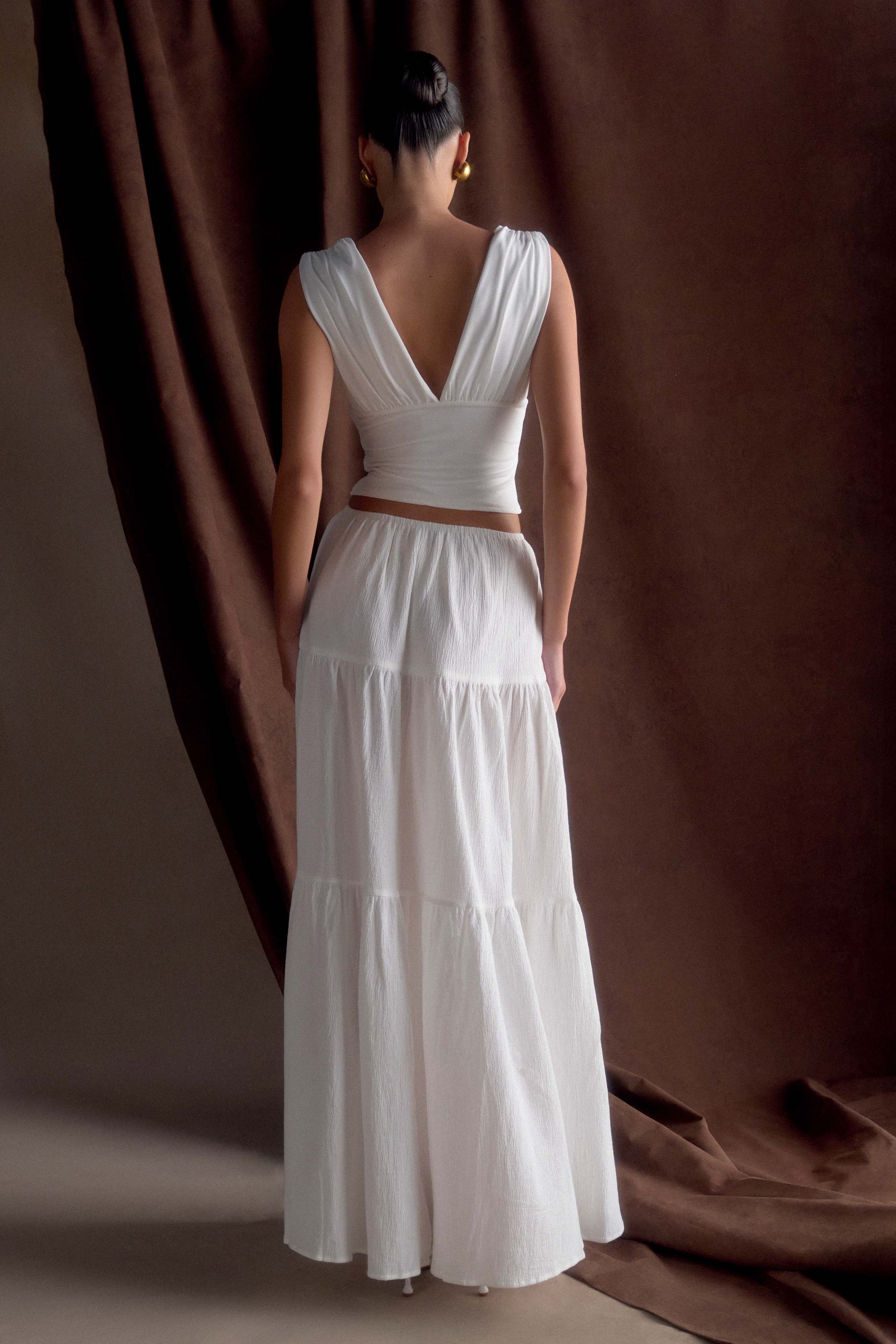 Jacinda Cotton Maxi Skirt - White #2