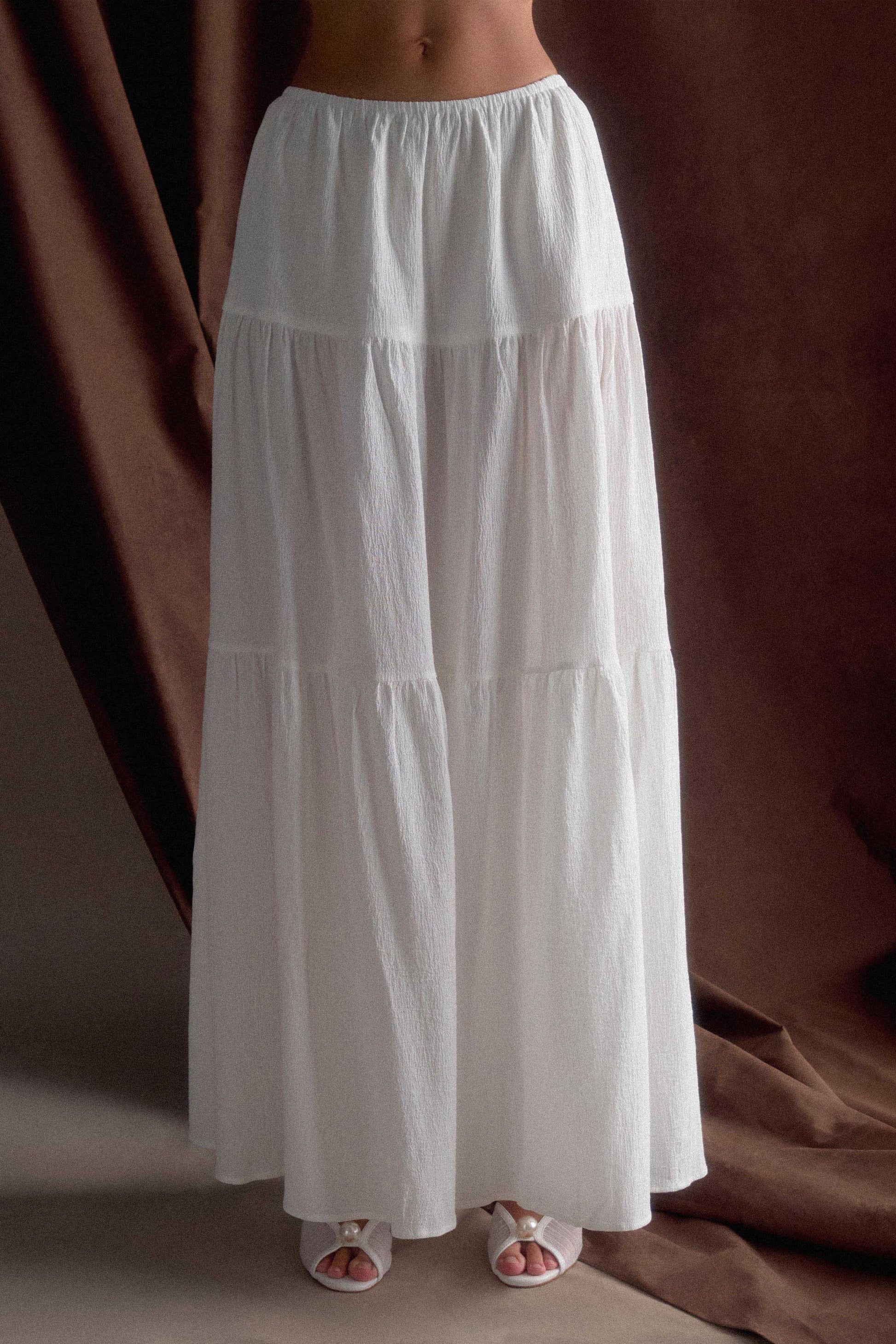 Jacinda Cotton Maxi Skirt - White #3