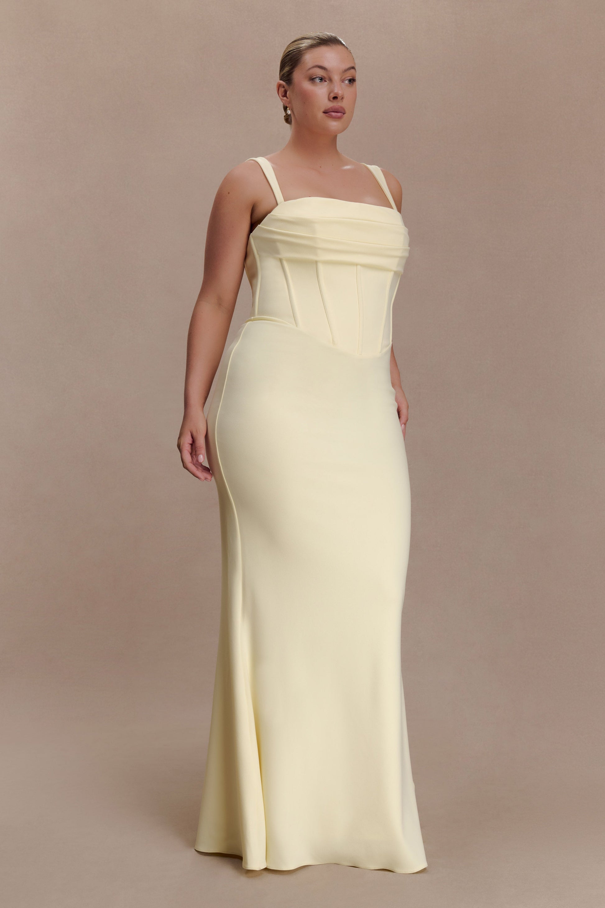 Luella Crepe Corset Maxi Dress - Lemon #5
