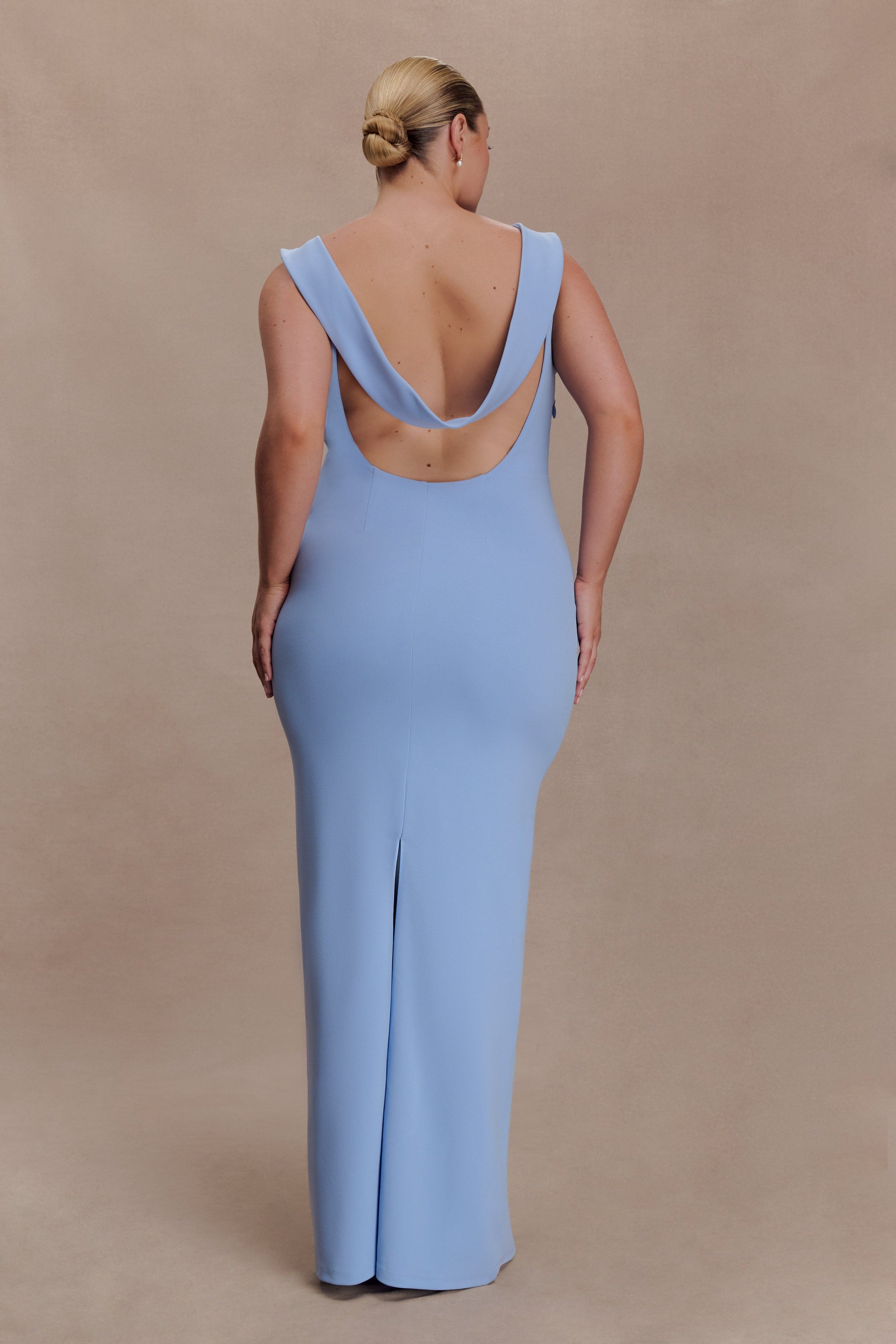 Galilea Crepe Draped Maxi Dress - Cornflower Blue #3