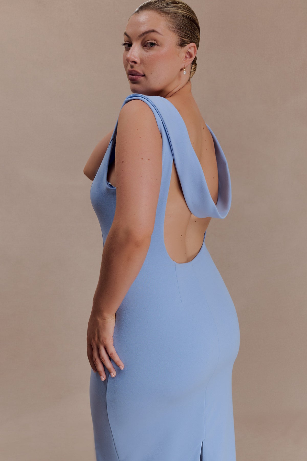 Galilea Crepe Draped Maxi Dress - Cornflower Blue #5