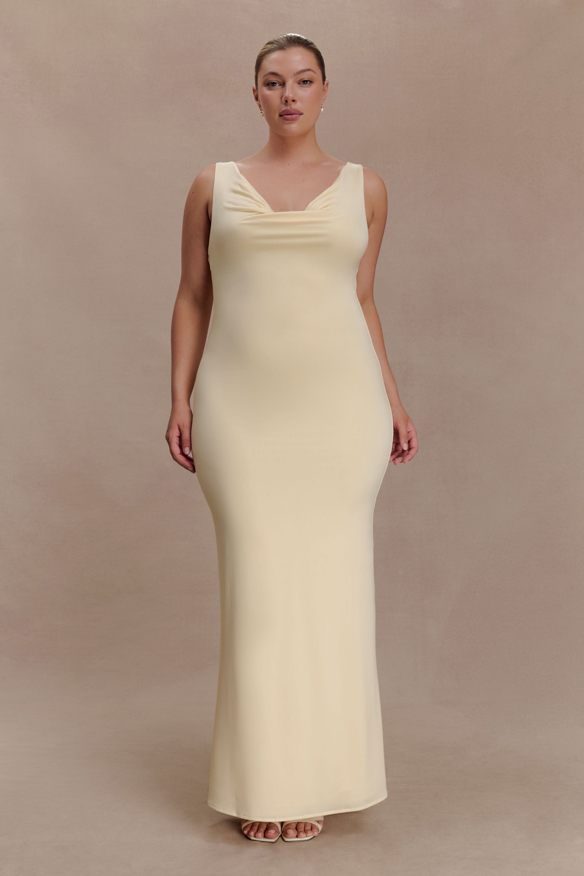 Marta Slinky Cowl Maxi Dress - Lemon #5