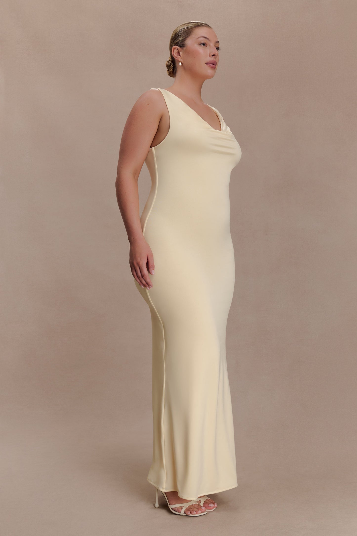 Marta Slinky Cowl Maxi Dress - Lemon