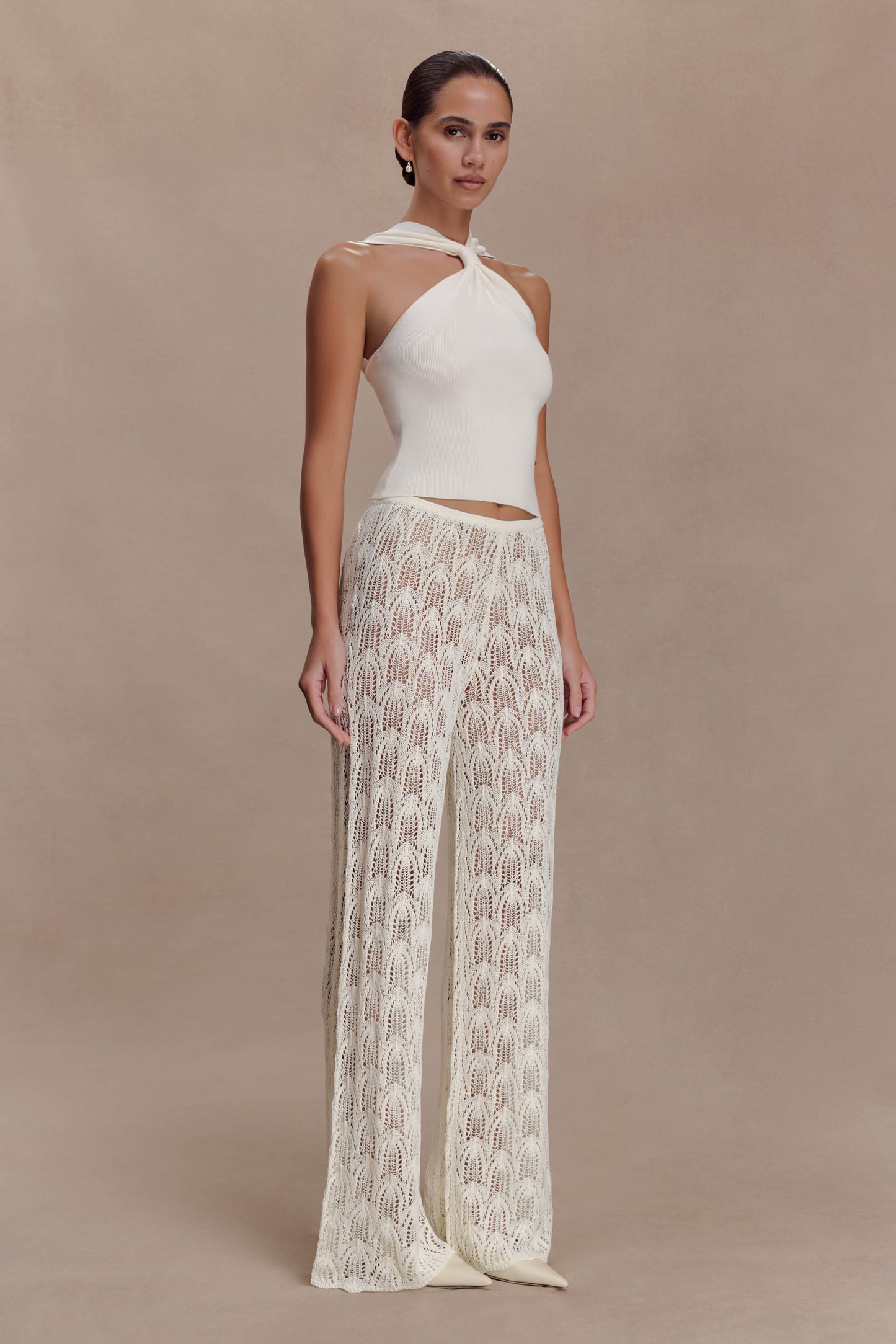 Angelika Twist Front Knit Top - Ivory