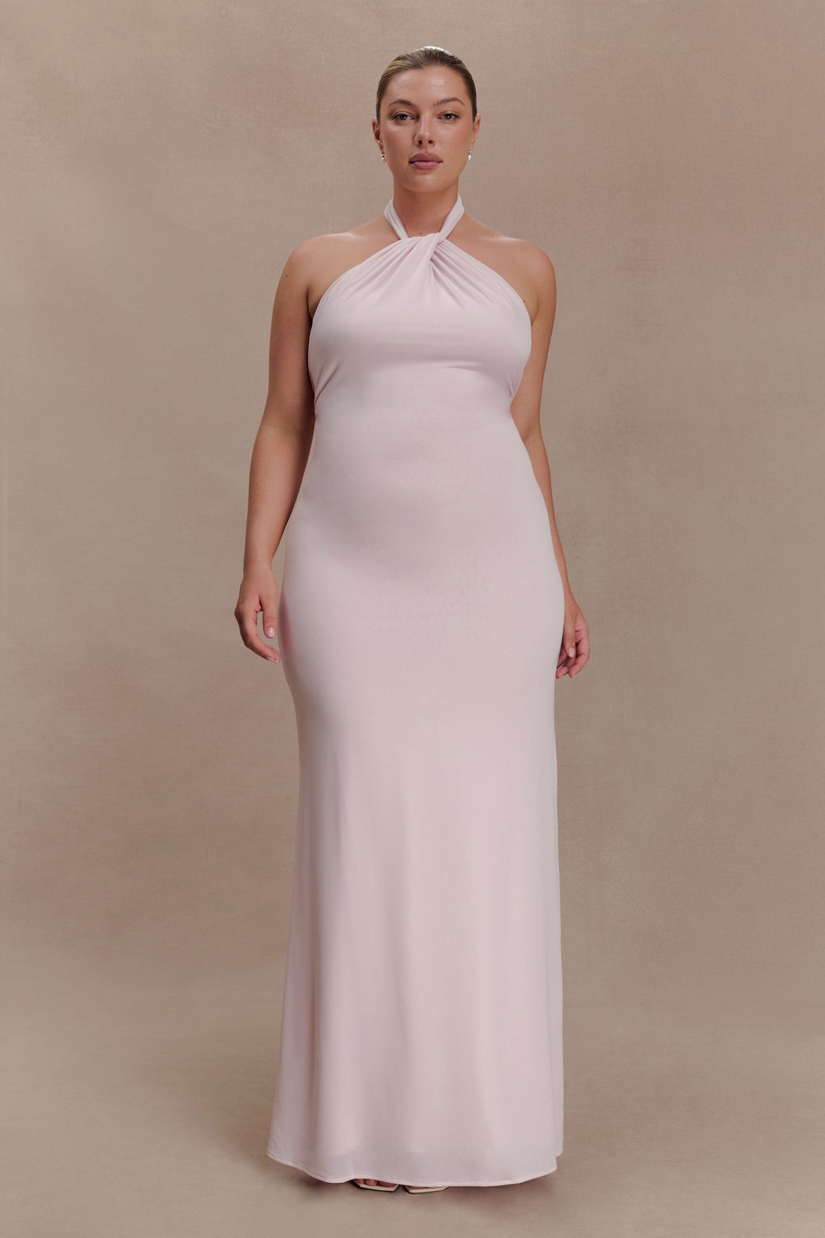 Elyna Slinky Halter Maxi Dress - Pale Pink #5