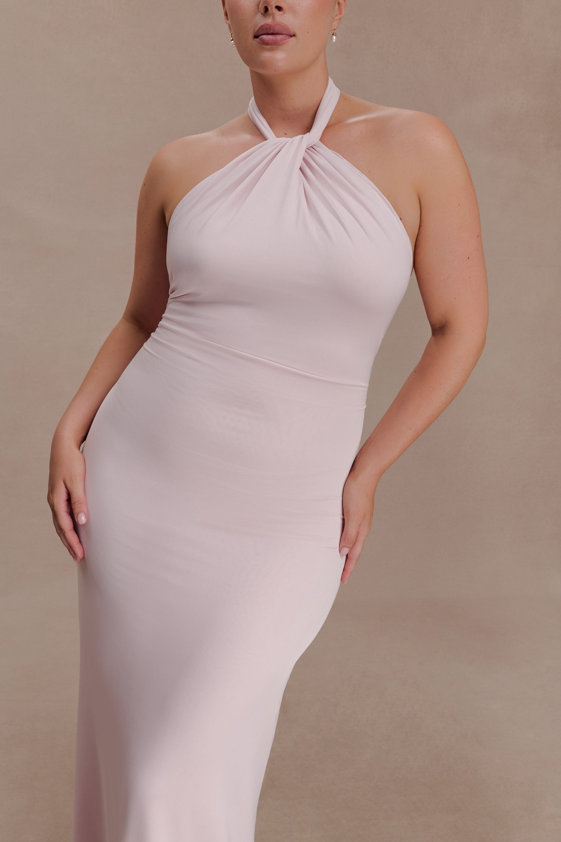 Elyna Slinky Halter Maxi Dress - Pale Pink #7