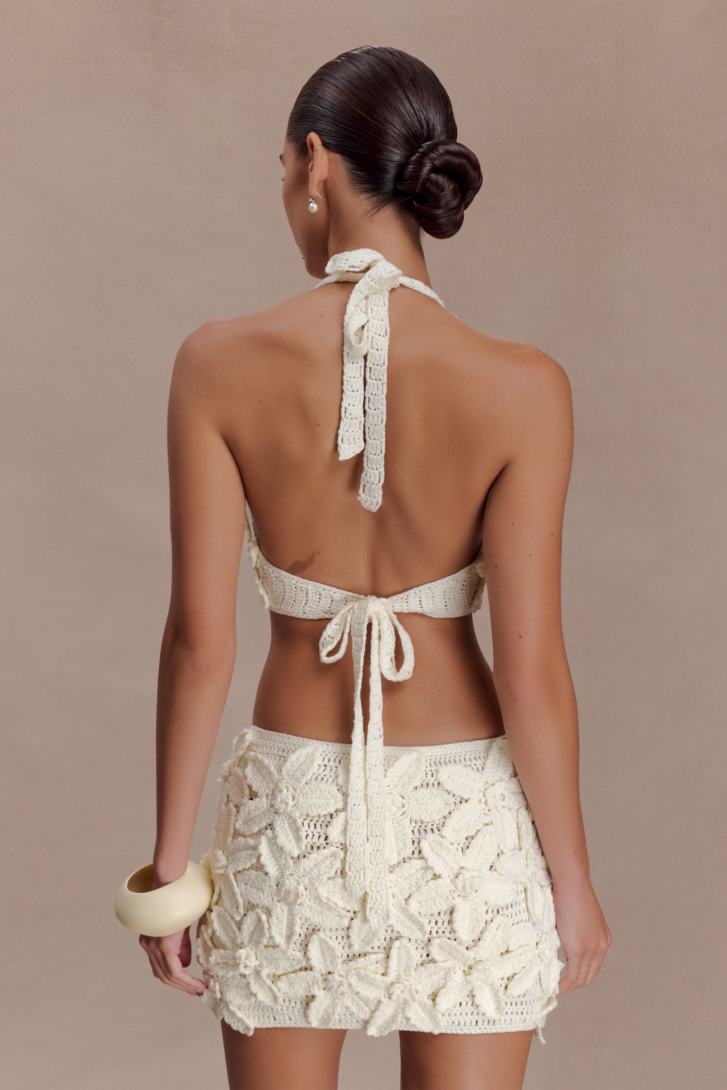 Jaylene Floral Crochet Mini Dress - White