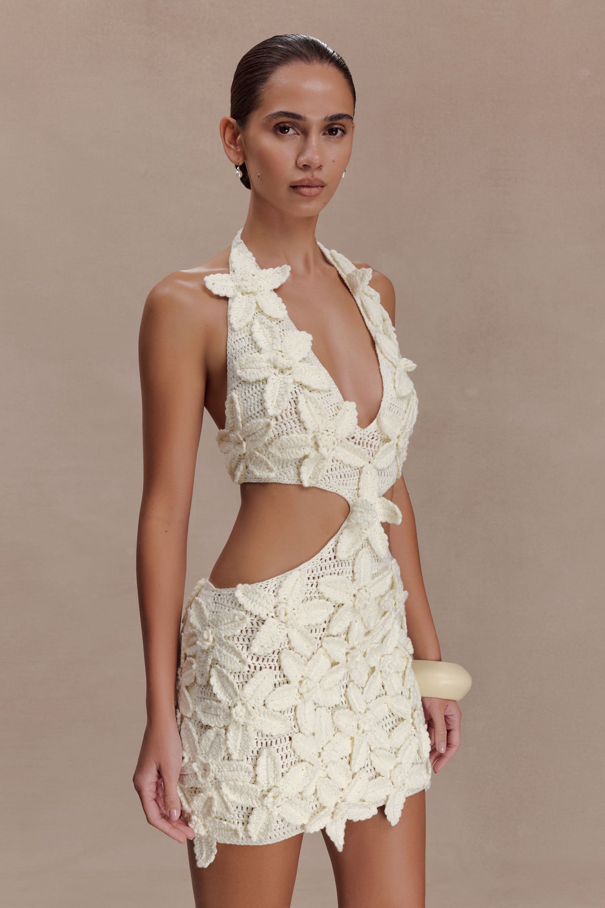 Jaylene Floral Crochet Mini Dress - White #3