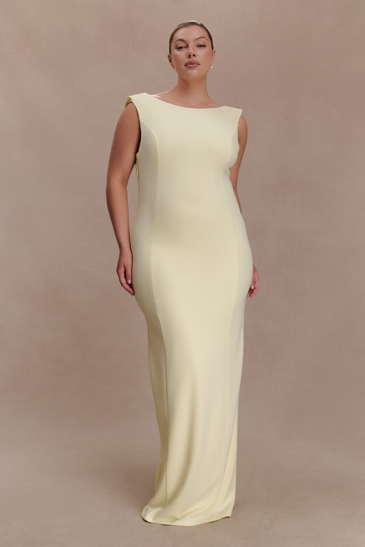 Galilea Crepe Draped Maxi Dress - Lemon