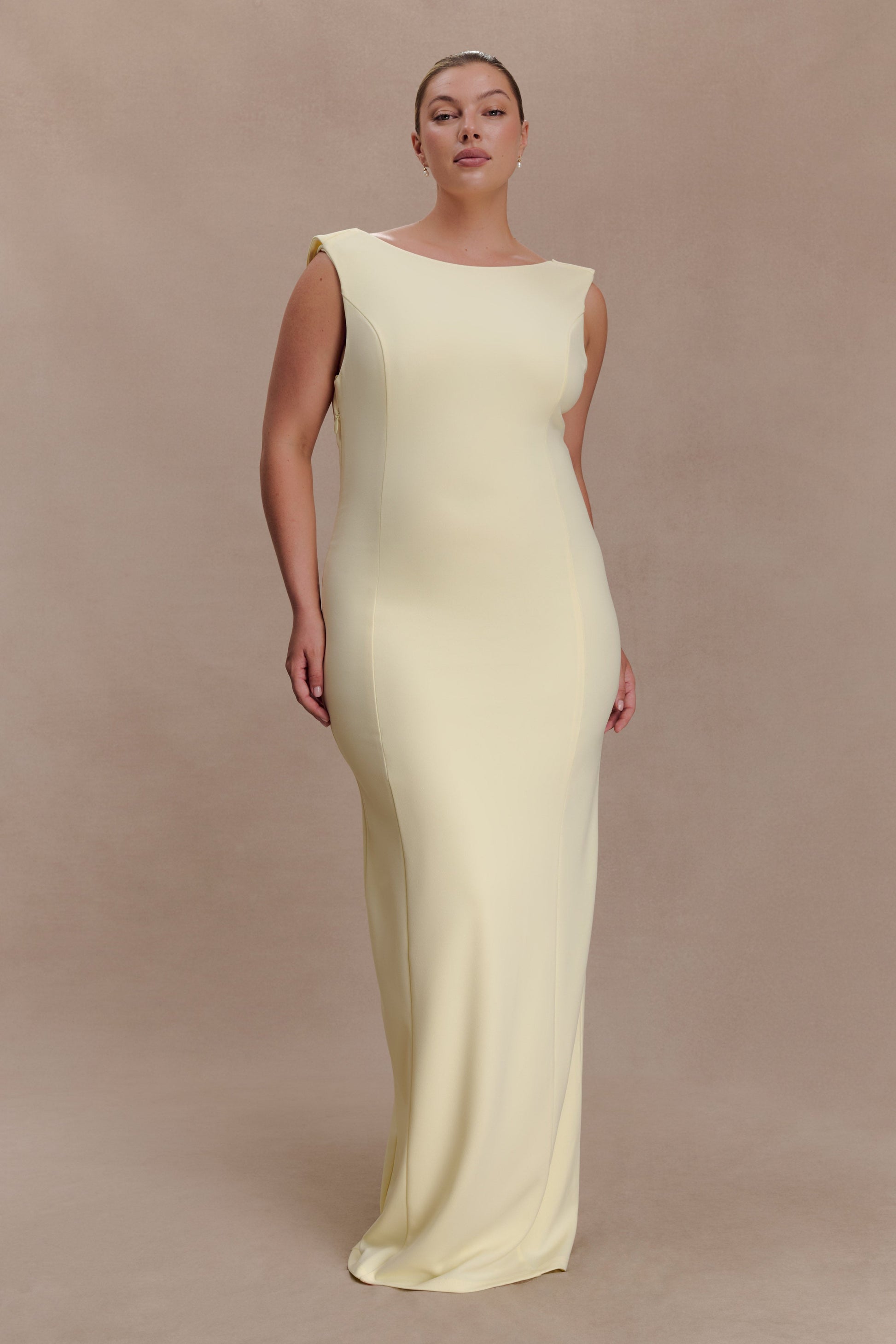 Galilea Crepe Draped Maxi Dress - Lemon #8